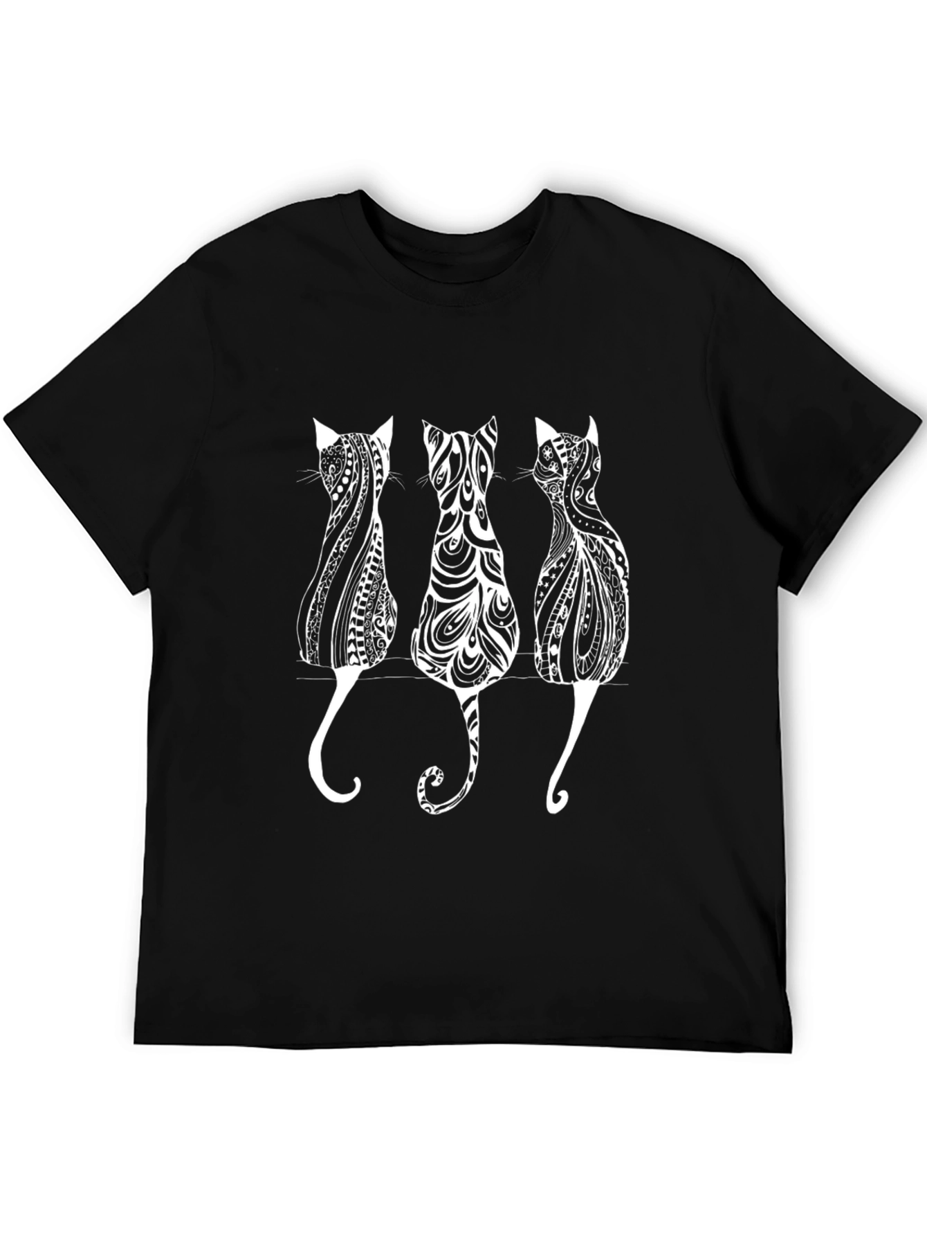 Stylish Cat Silhouette Graphic Print Tee