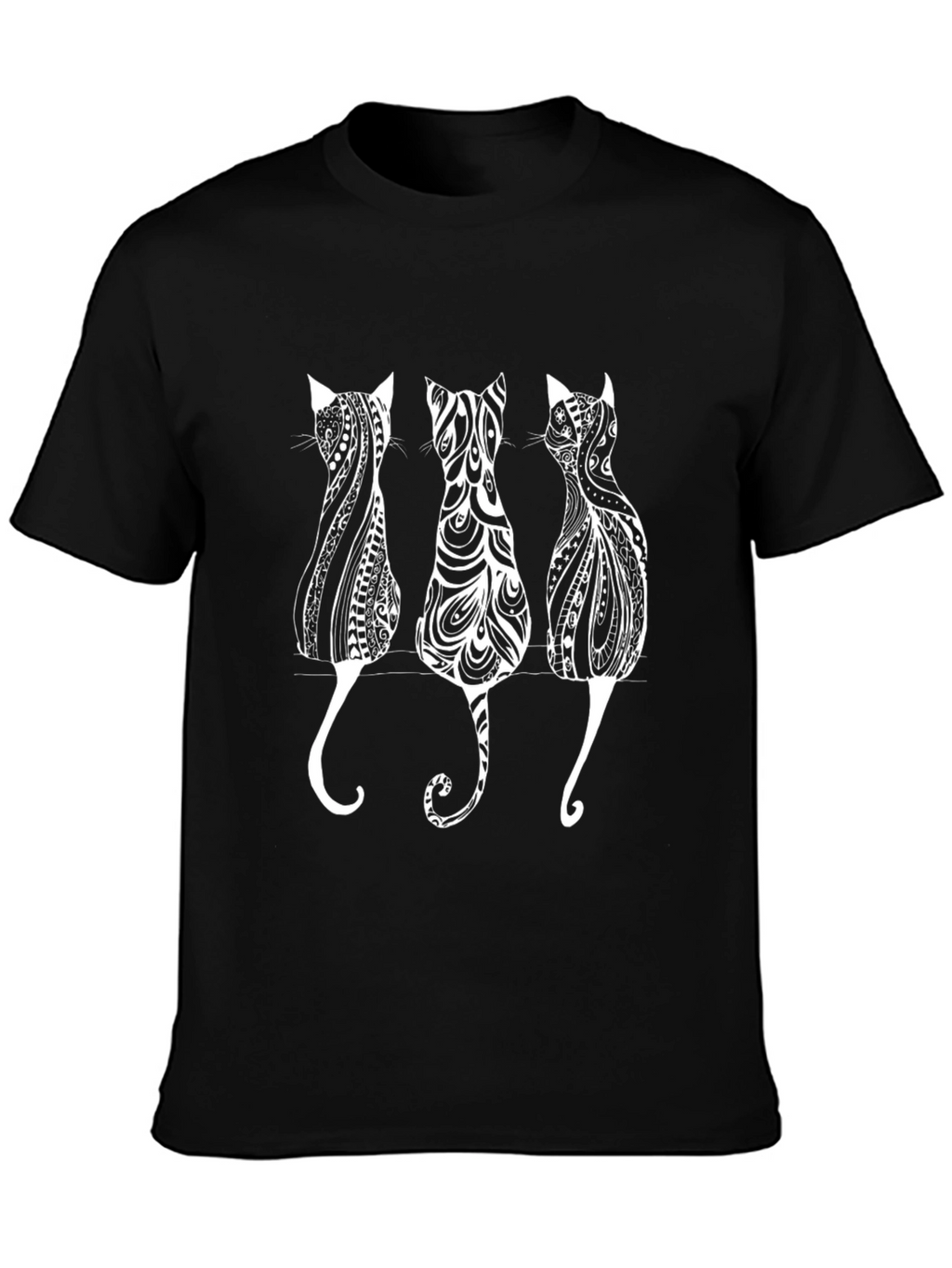 Stylish Cat Silhouette Graphic Print Tee