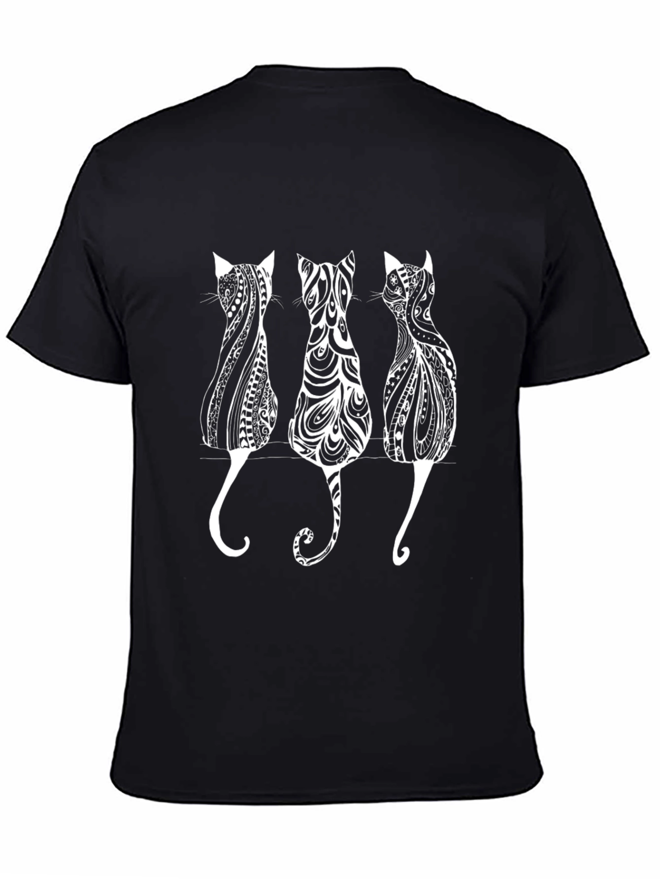 Stylish Cat Silhouette Graphic Print Tee