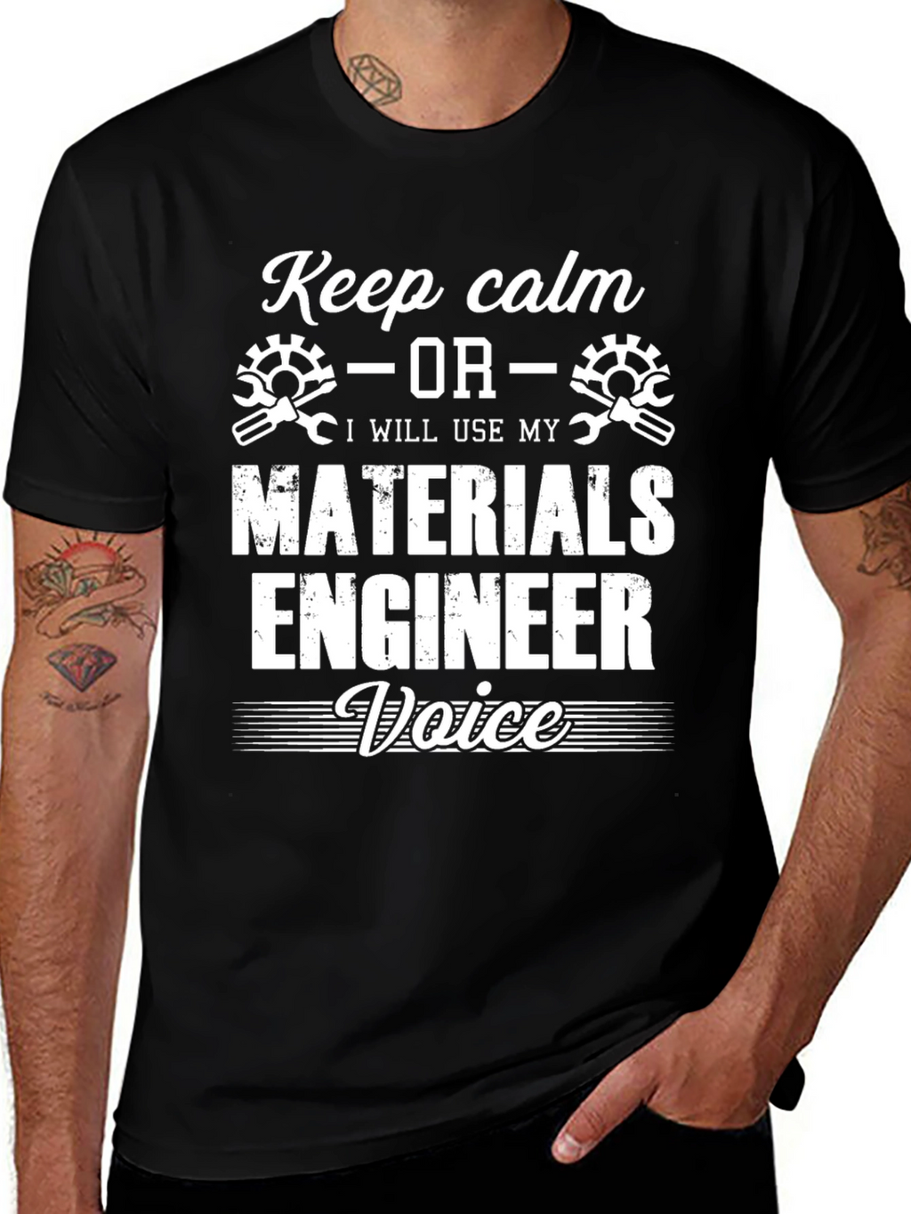 Keep Calm Materials Engineer Black T-Shirt