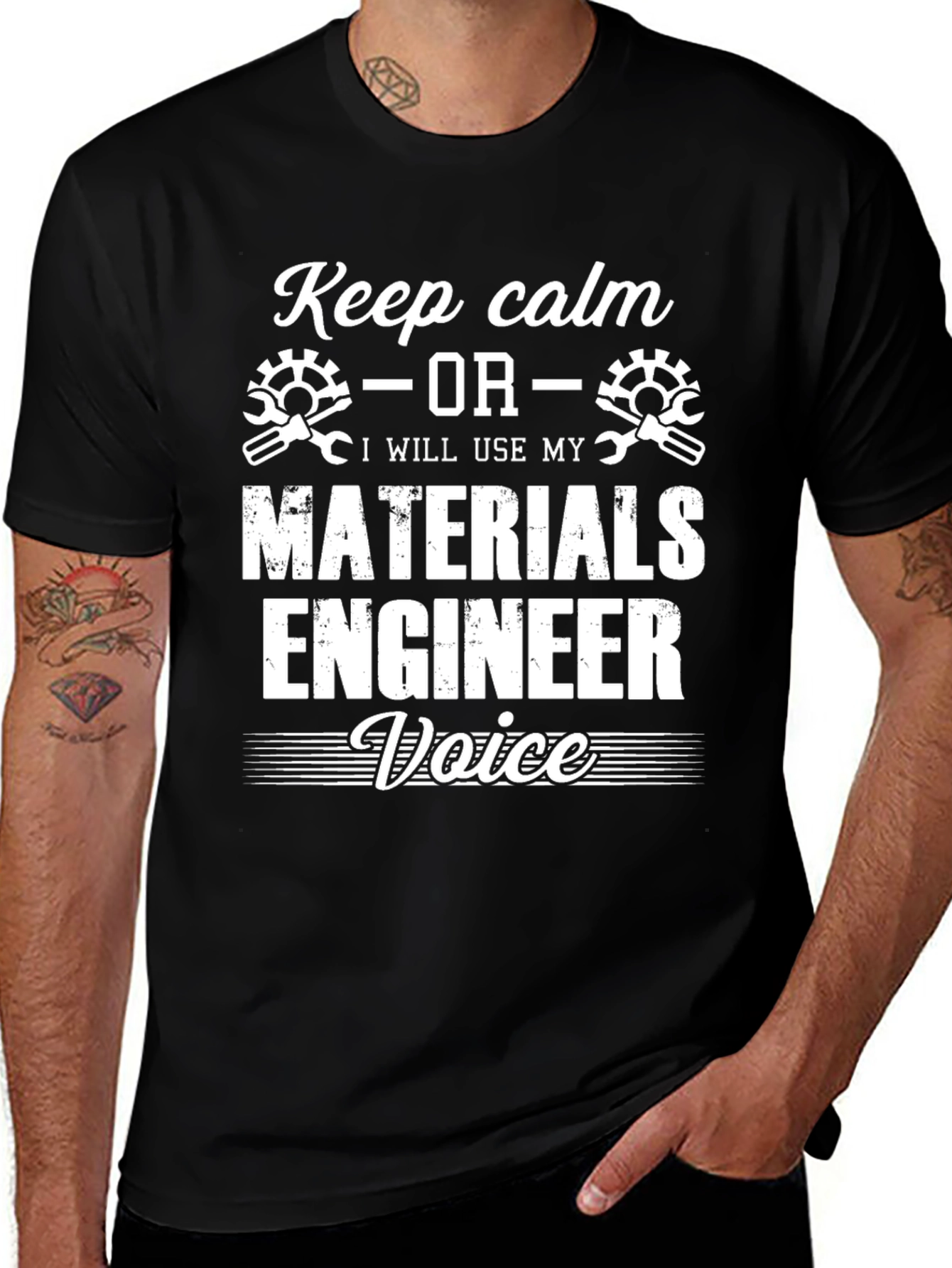 Keep Calm Materials Engineer Black T-Shirt