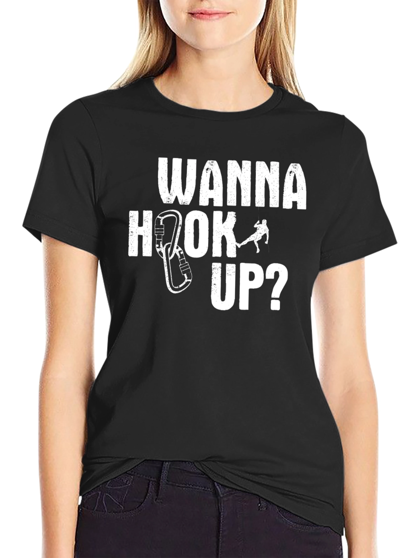 Wanna Hook Up Climbing T-Shirt - Funny Climber Tee