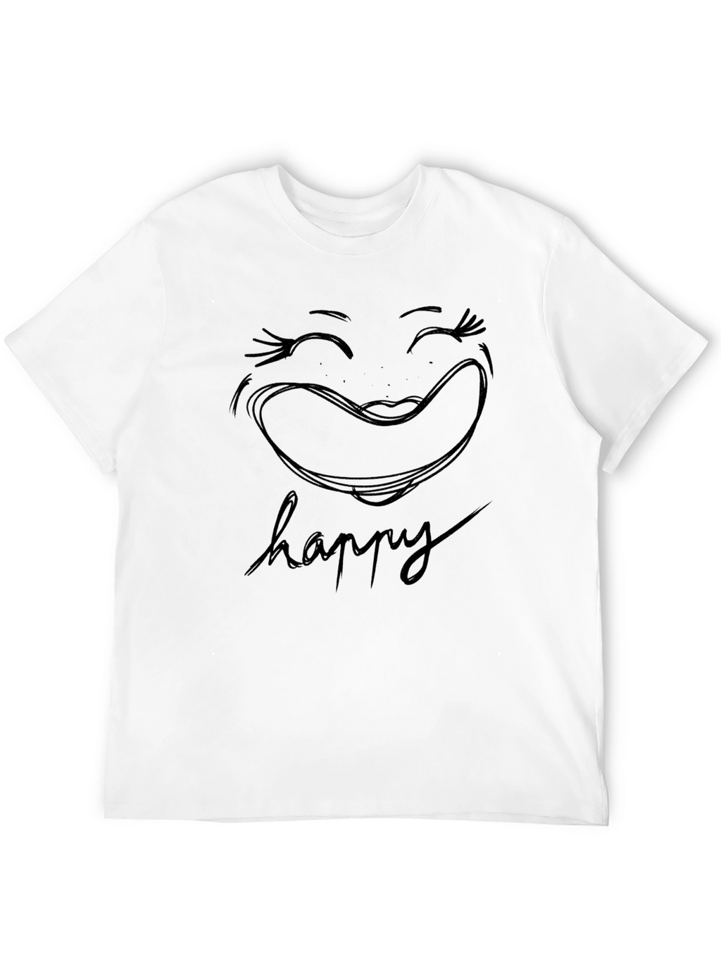 Happy Graphic Tee - Classic Black Cotton
