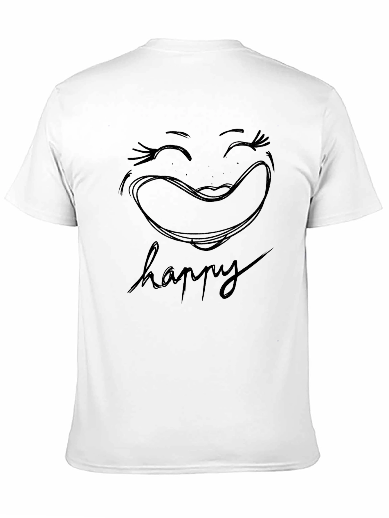 Happy Graphic Tee - Classic Black Cotton