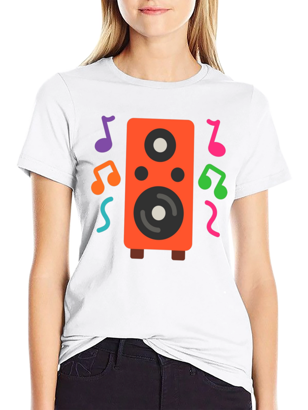 Speaker and Music Notes Graphic T-Shirt