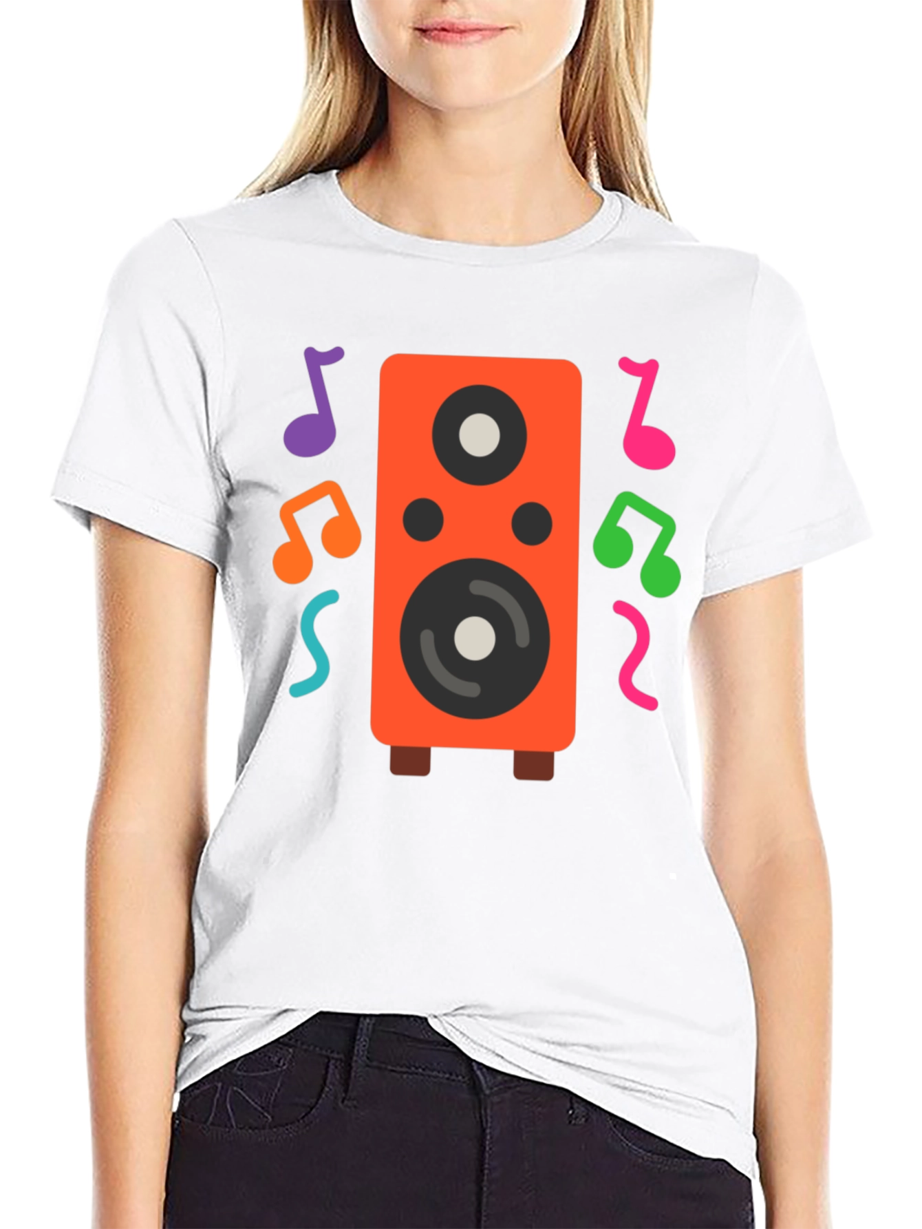 Speaker and Music Notes Graphic T-Shirt