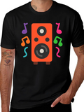 Speaker and Music Notes Graphic T-Shirt