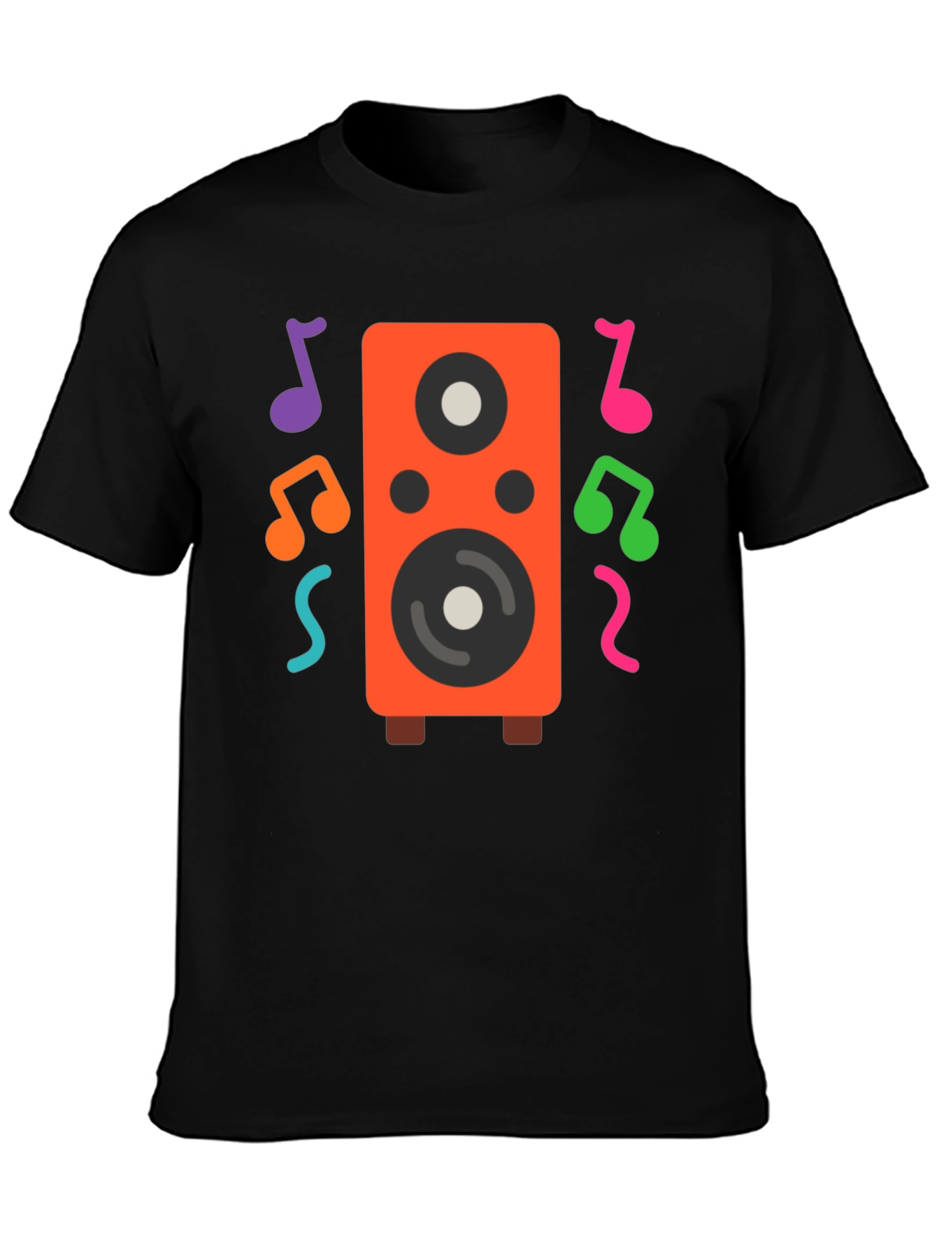 Speaker and Music Notes Graphic T-Shirt