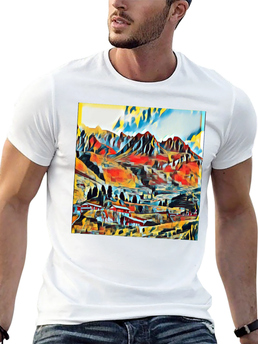 Abstract Mountain Graphic T-Shirt
