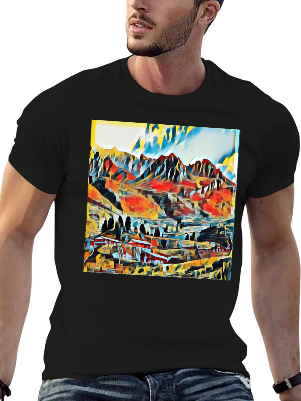Abstract Mountain Graphic T-Shirt