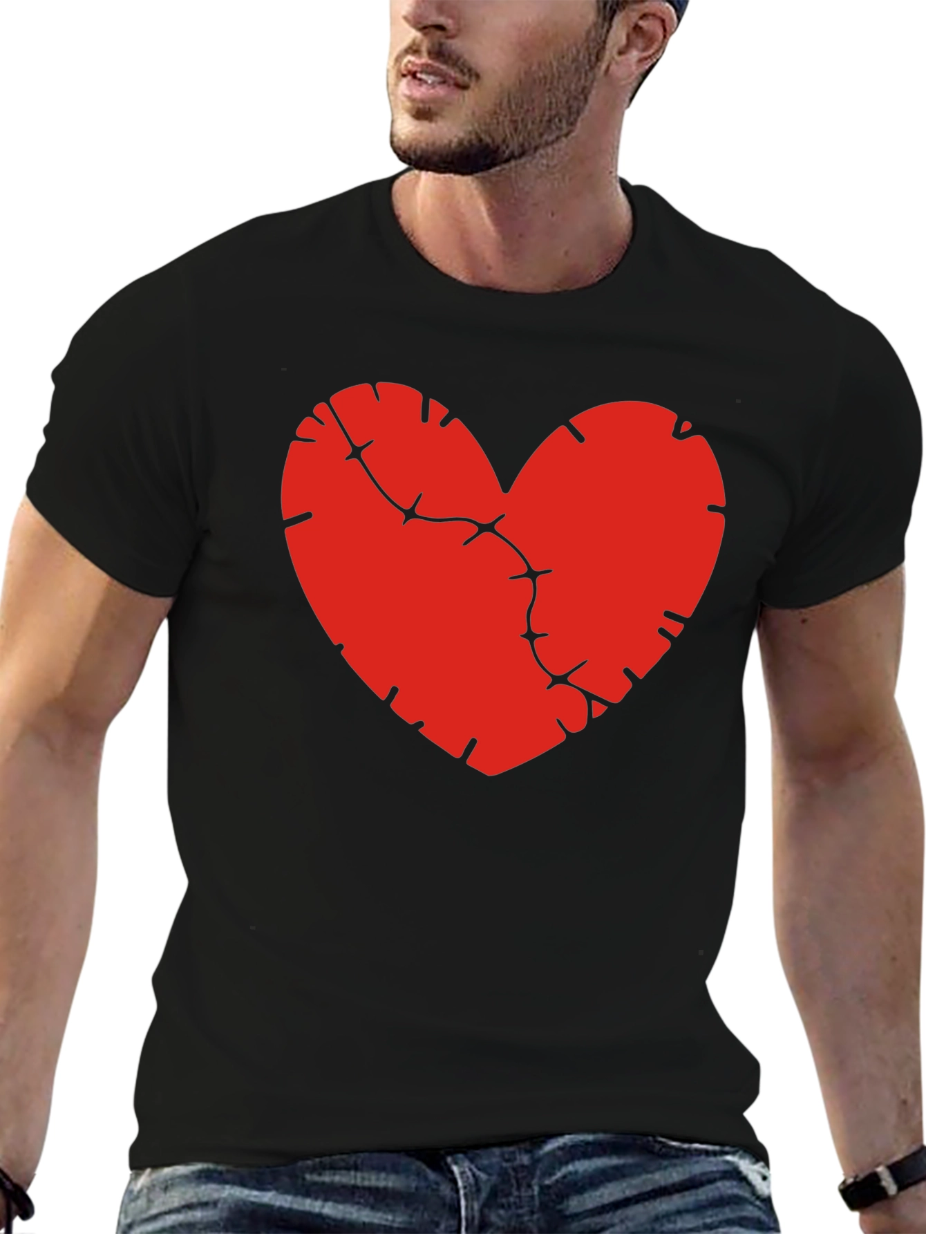 Mended Heart Graphic Tee - Black Cotton Comfort