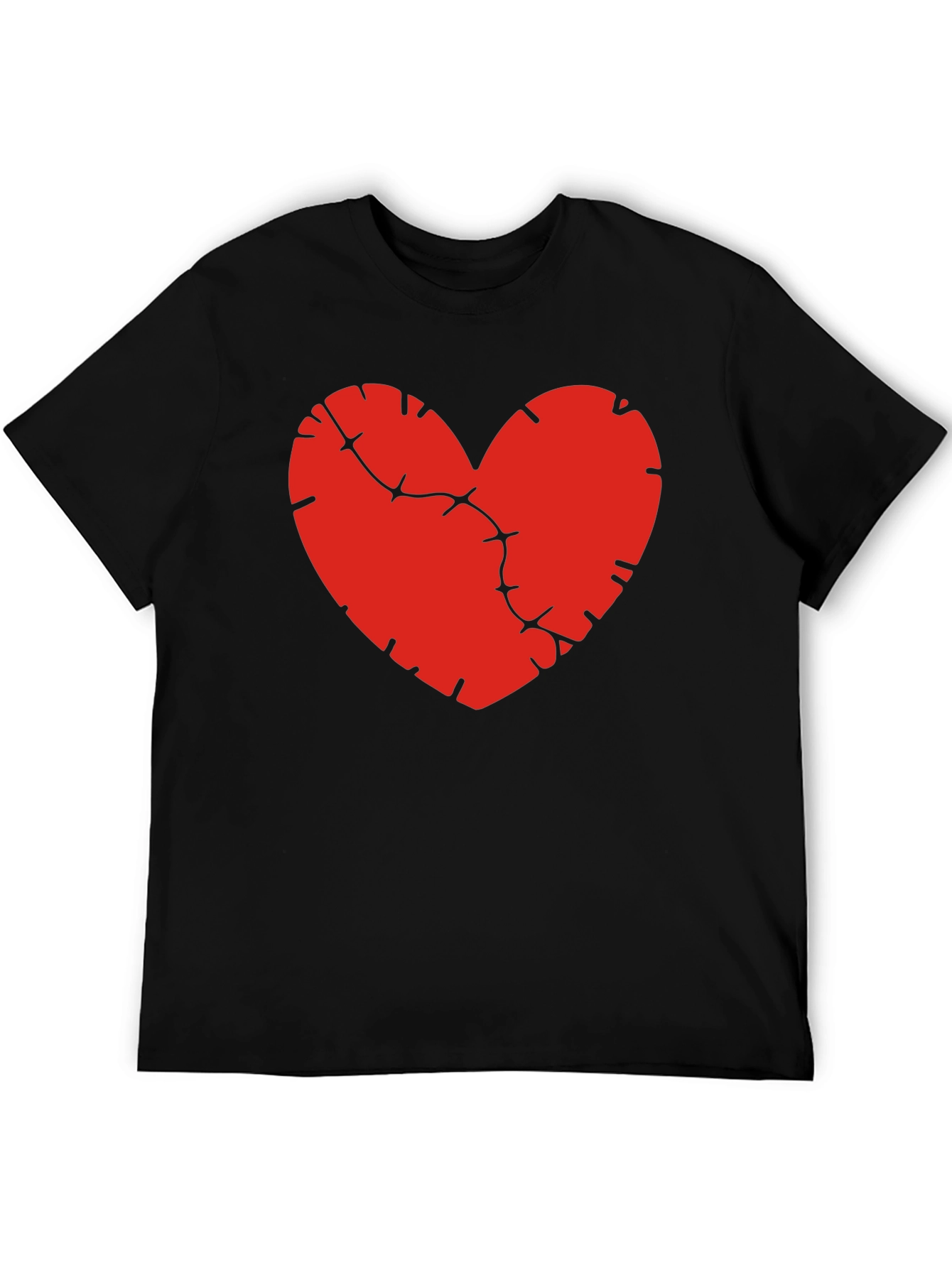 Mended Heart Graphic Tee - Black Cotton Comfort