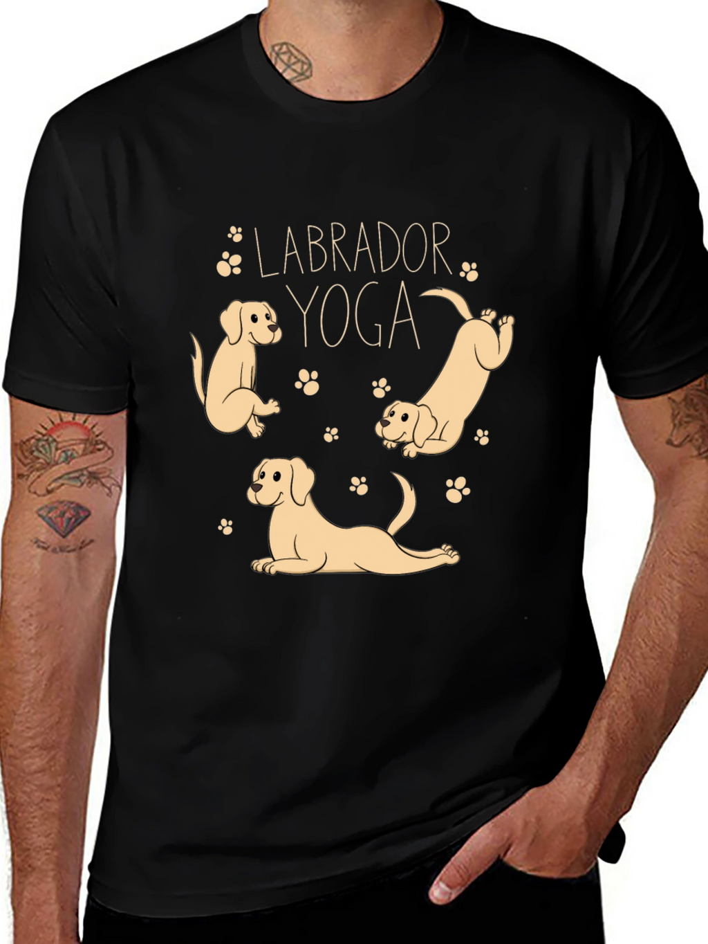 Labrador Yoga Black T-Shirt