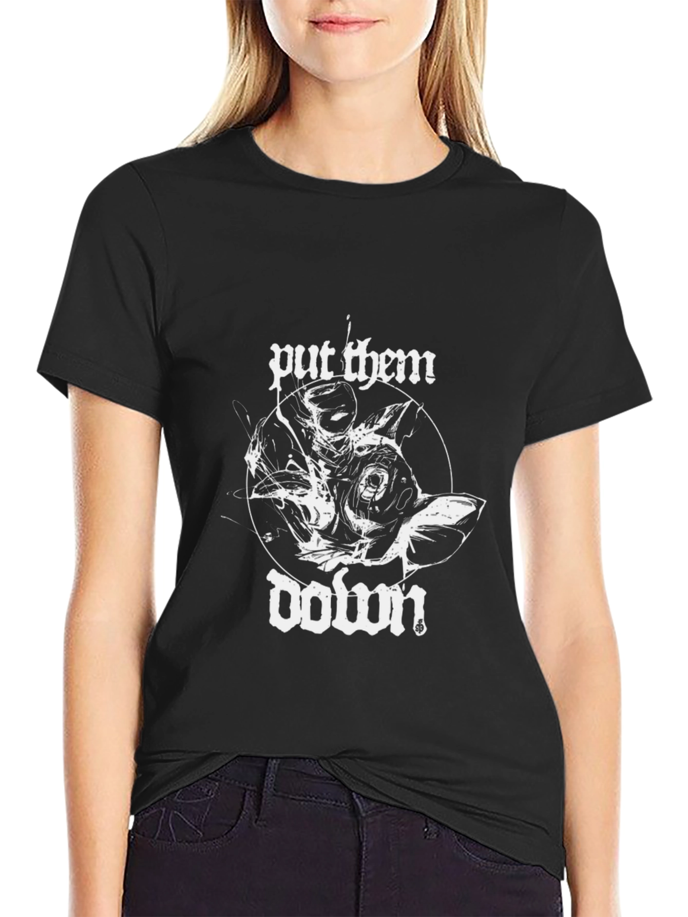 Put Them Down Graphic Tee - Black Cotton Blend