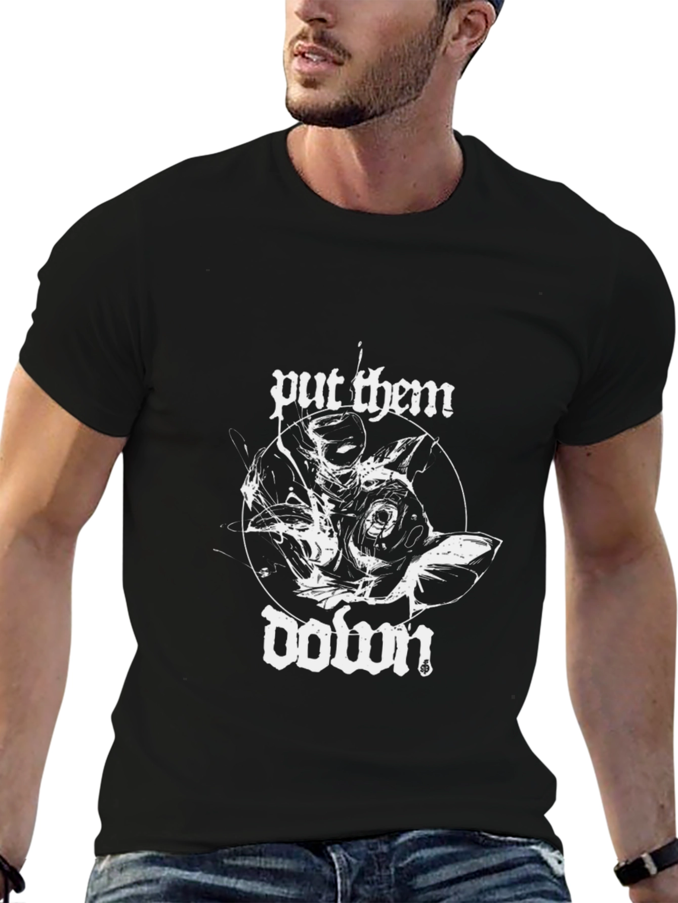Put Them Down Graphic Tee - Black Cotton Blend