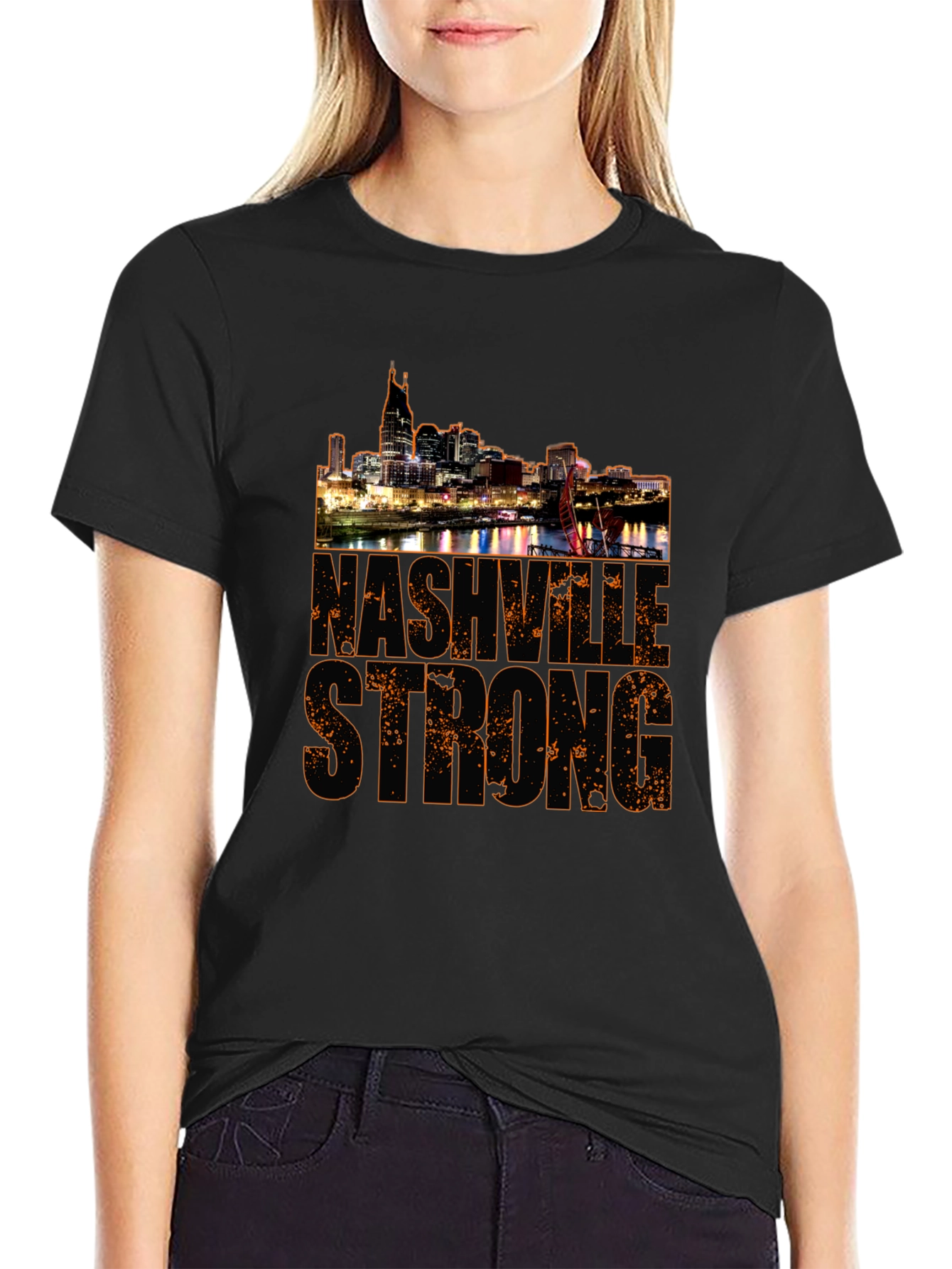 Nashville Strong Graphic Tee - Cityscape Black T-Shirt