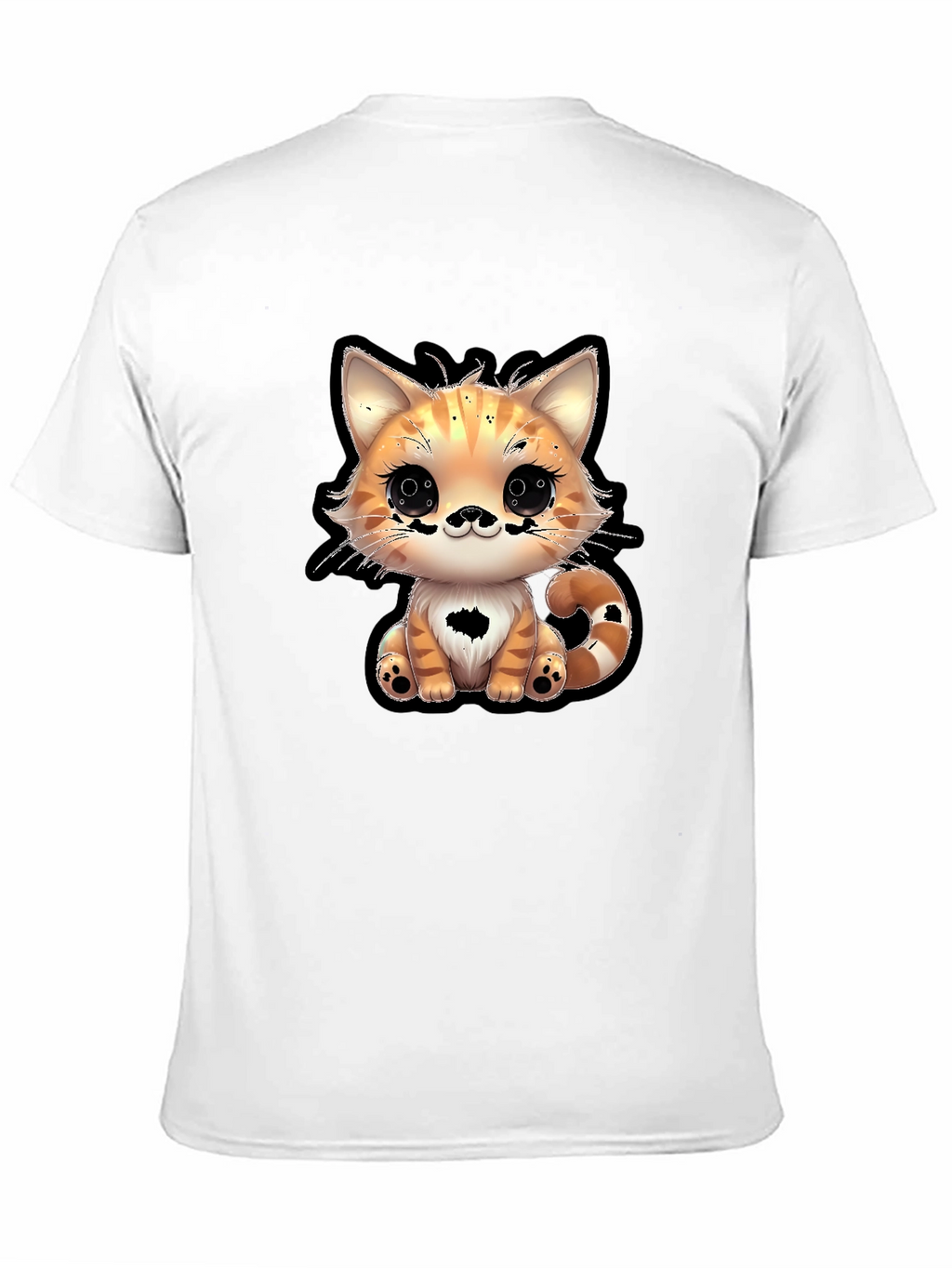 Cute Cartoon Cat Graphic Tee - Black