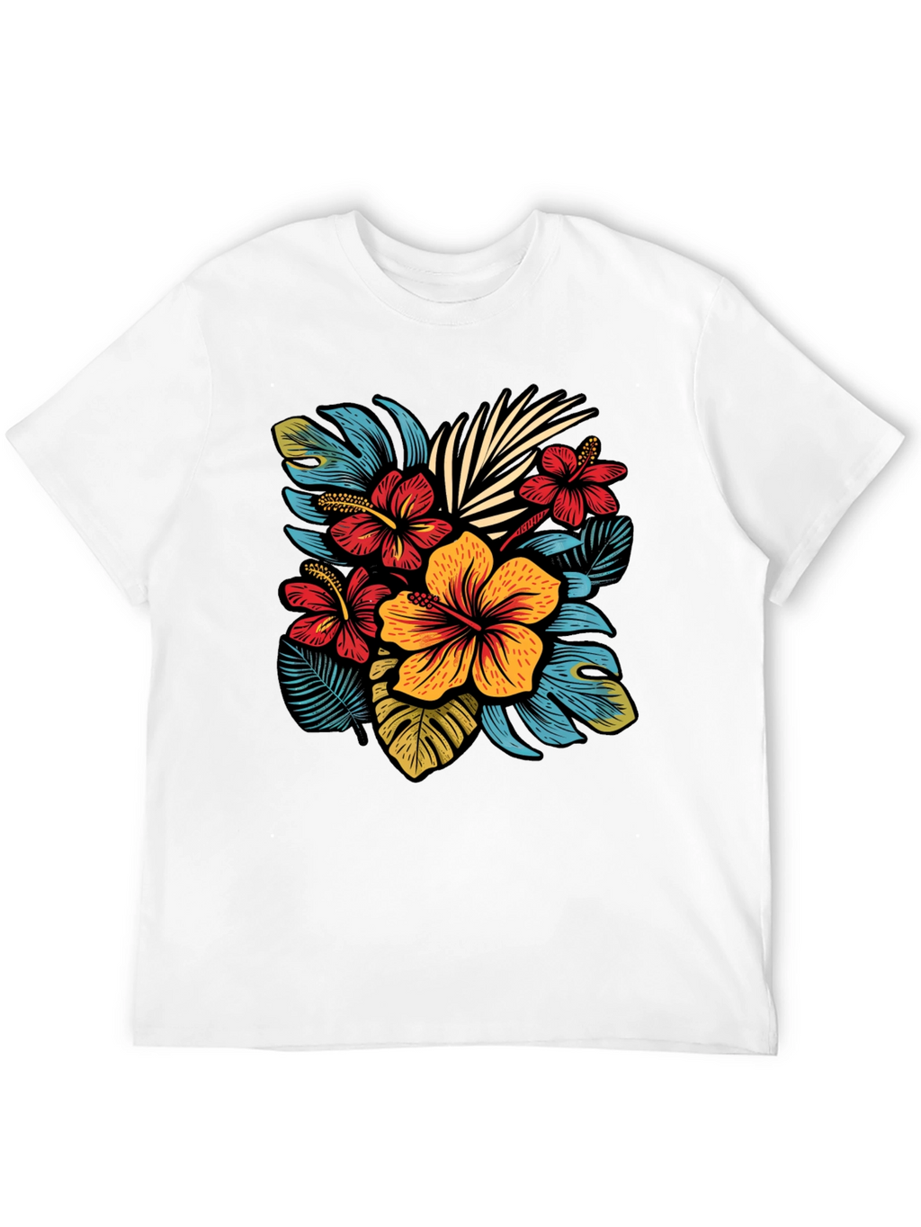 Floral Print T-Shirt - Tropical Design