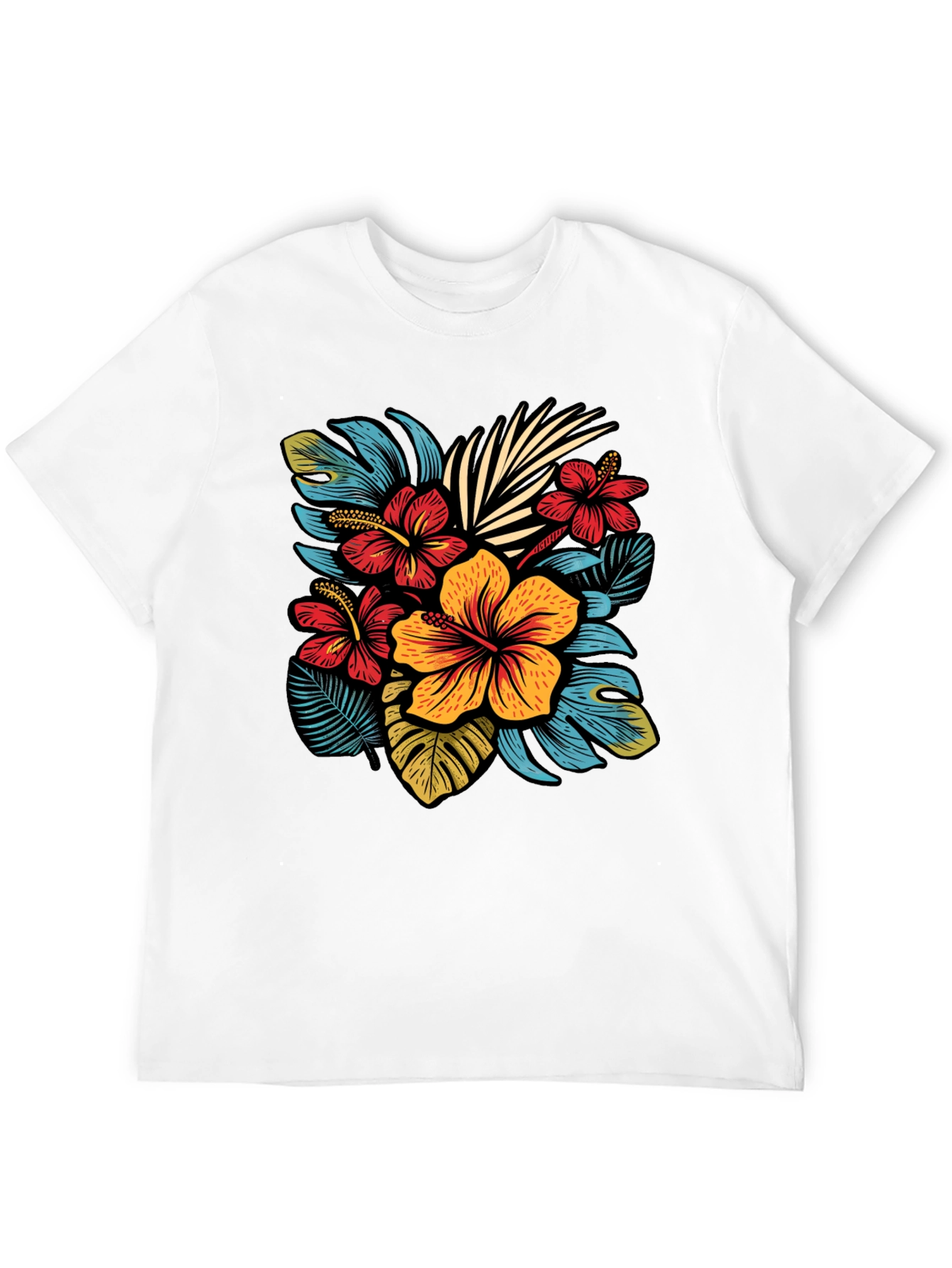 Floral Print T-Shirt - Tropical Design