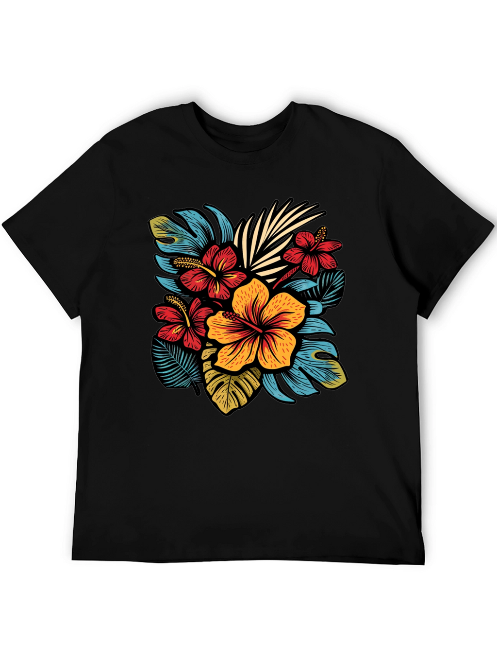 Floral Print T-Shirt - Tropical Design