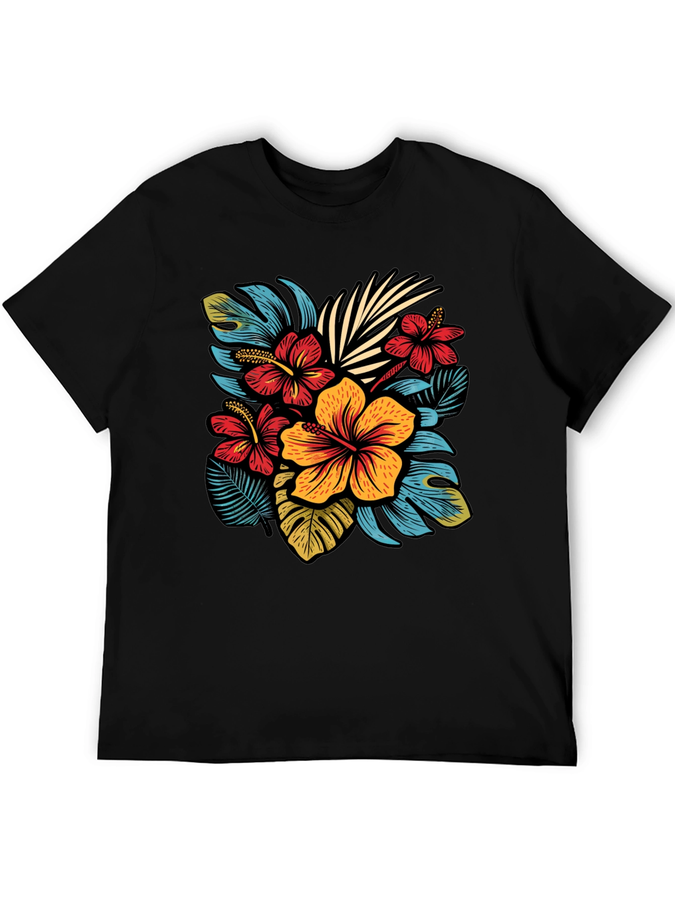 Floral Print T-Shirt - Tropical Design
