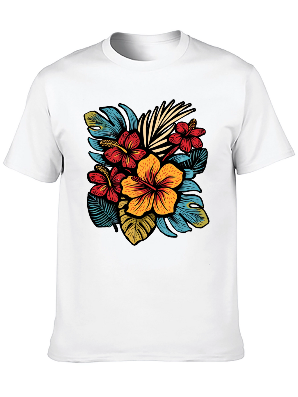 Floral Print T-Shirt - Tropical Design