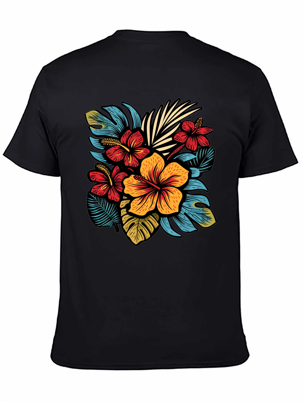 Floral Print T-Shirt - Tropical Design