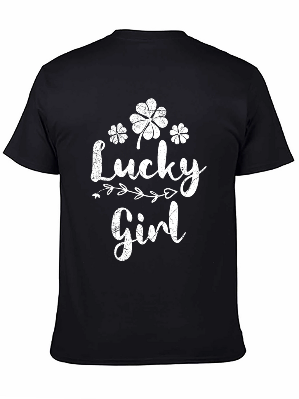 Lucky Girl Black T-Shirt Clover St. Patricks Day Tee
