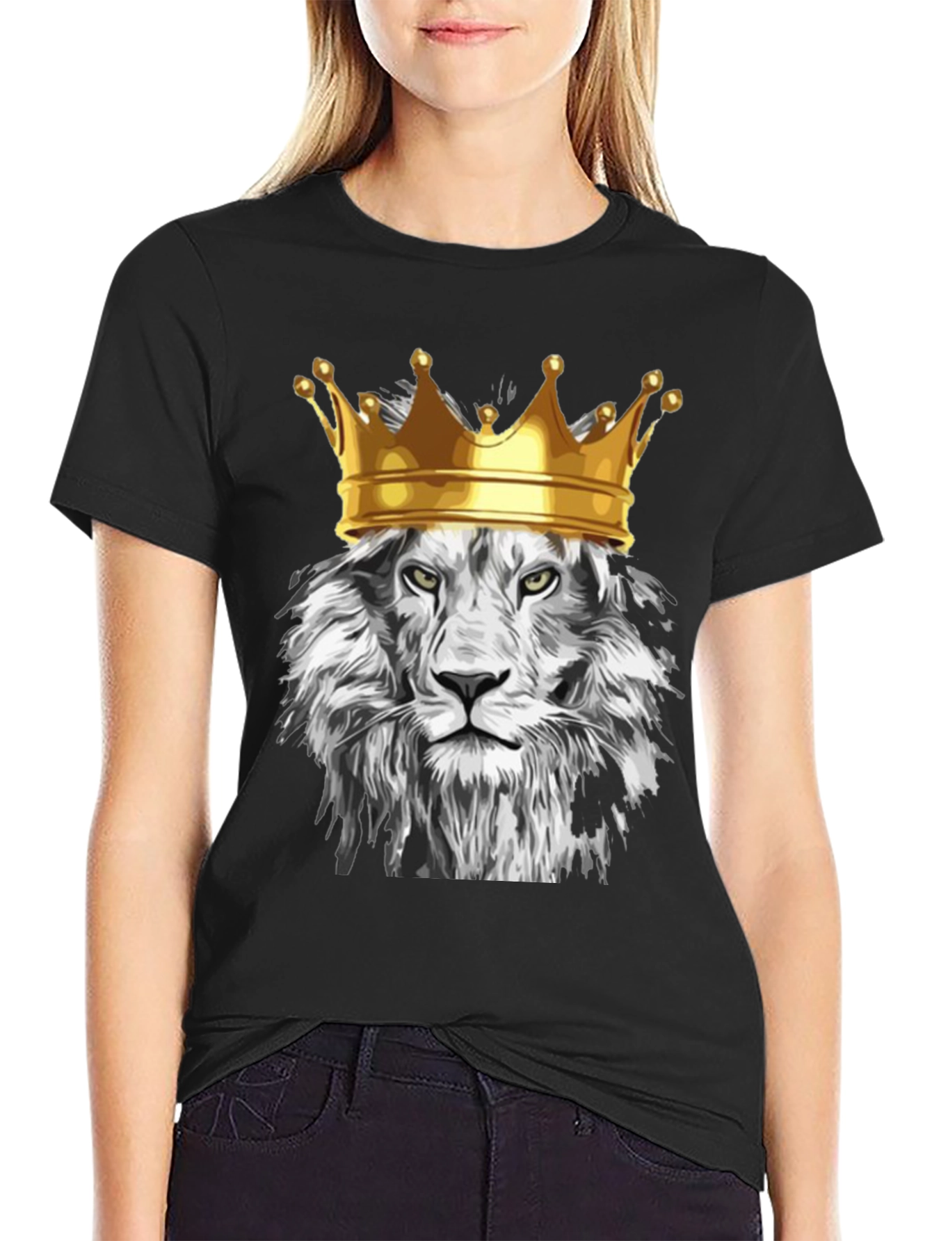 King Lion Graphic T-Shirt - Regal Animal Design