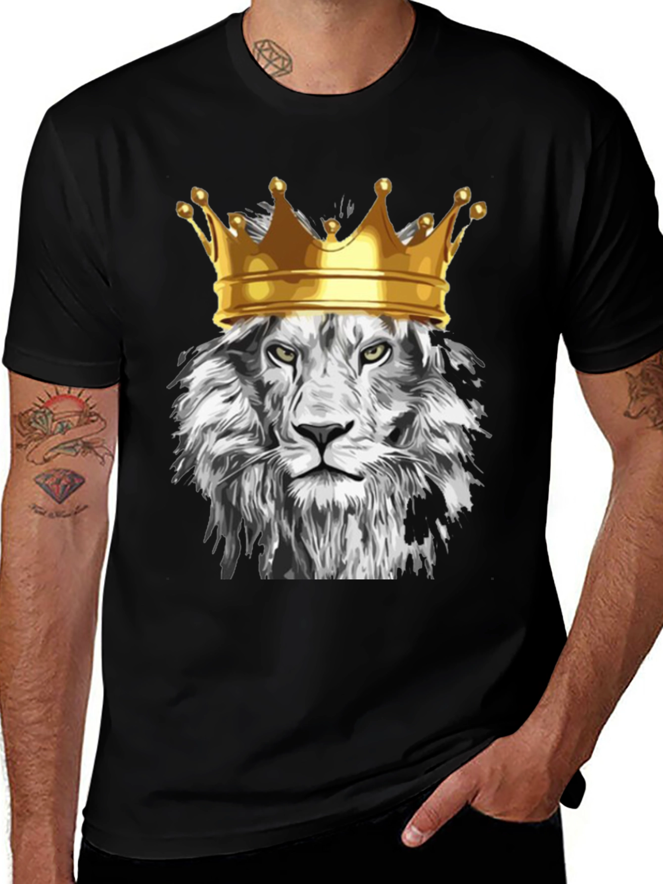 King Lion Graphic T-Shirt - Regal Animal Design