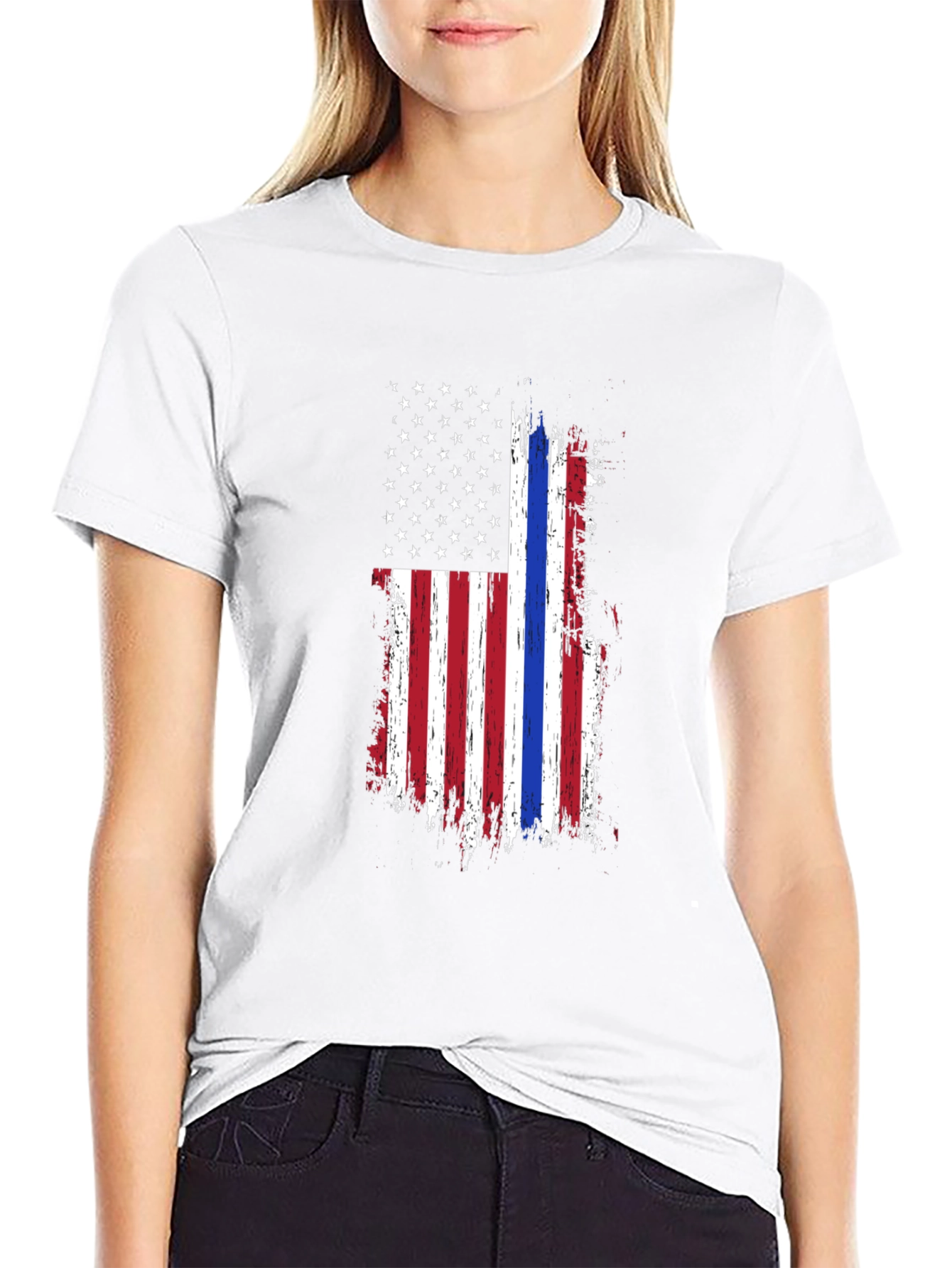 Thin Blue Line American Flag Graphic Tee - Black
