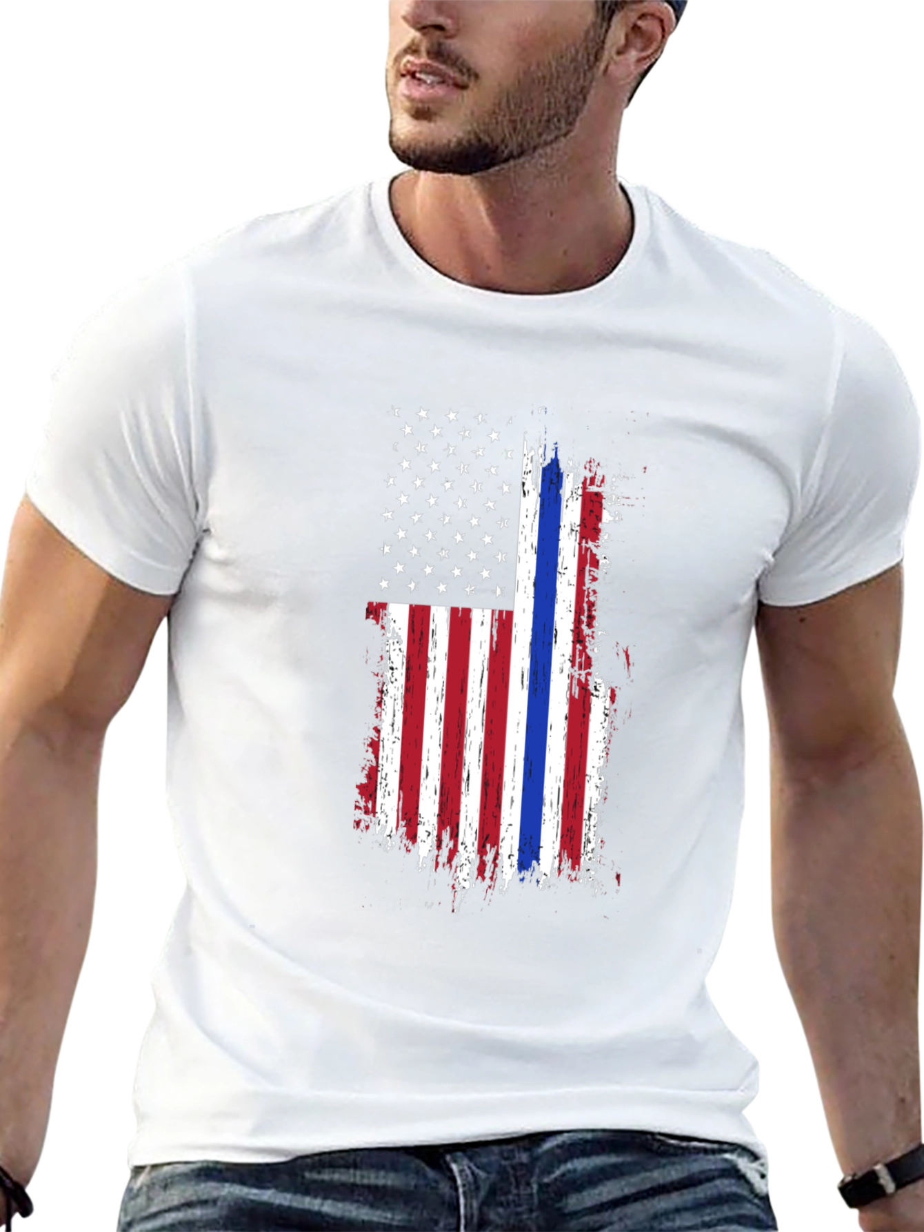 Thin Blue Line American Flag Graphic Tee - Black