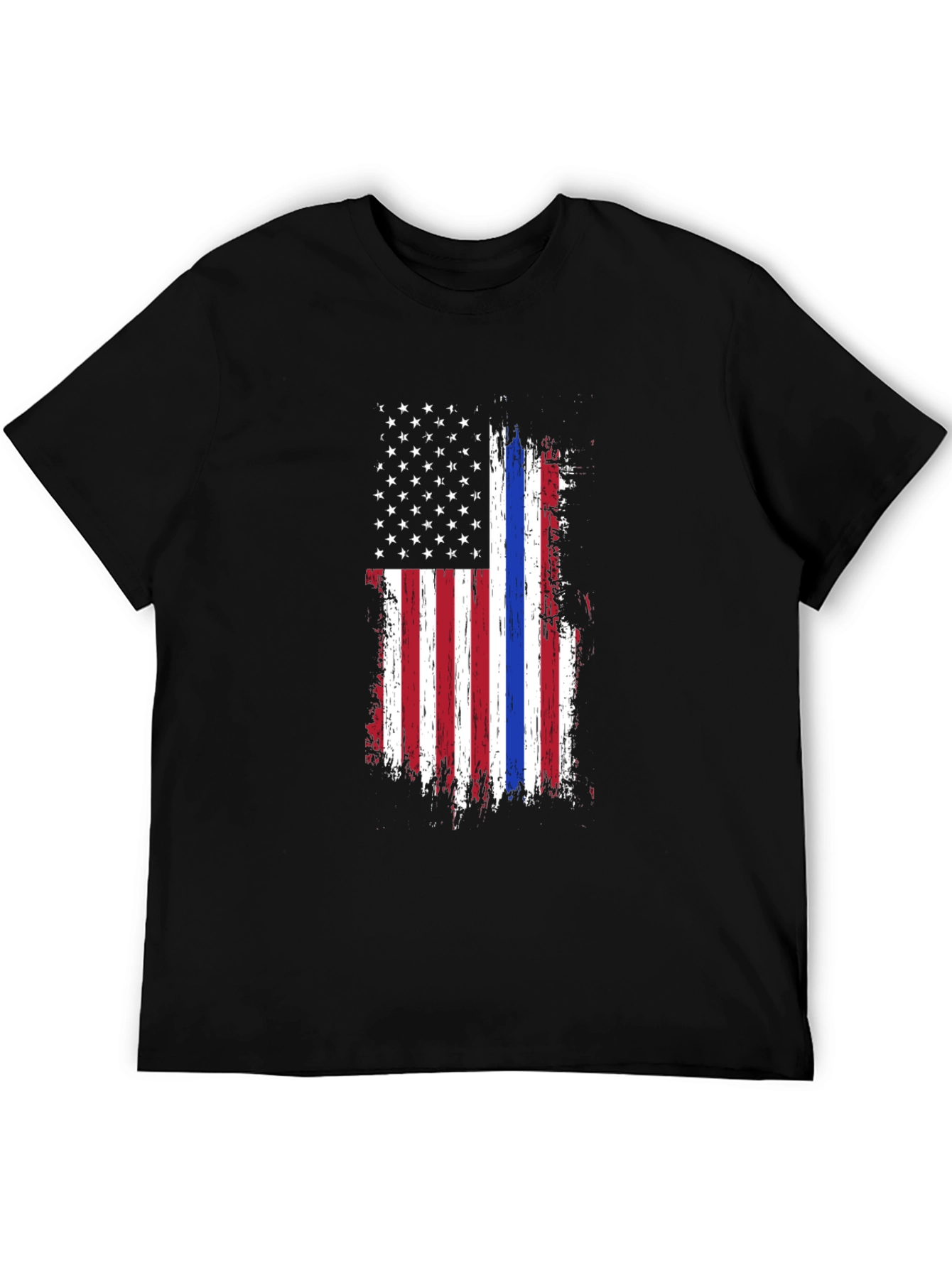 Thin Blue Line American Flag Graphic Tee - Black
