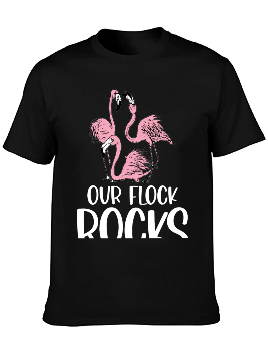 Our Flock Rocks Flamingo Graphic T-Shirt
