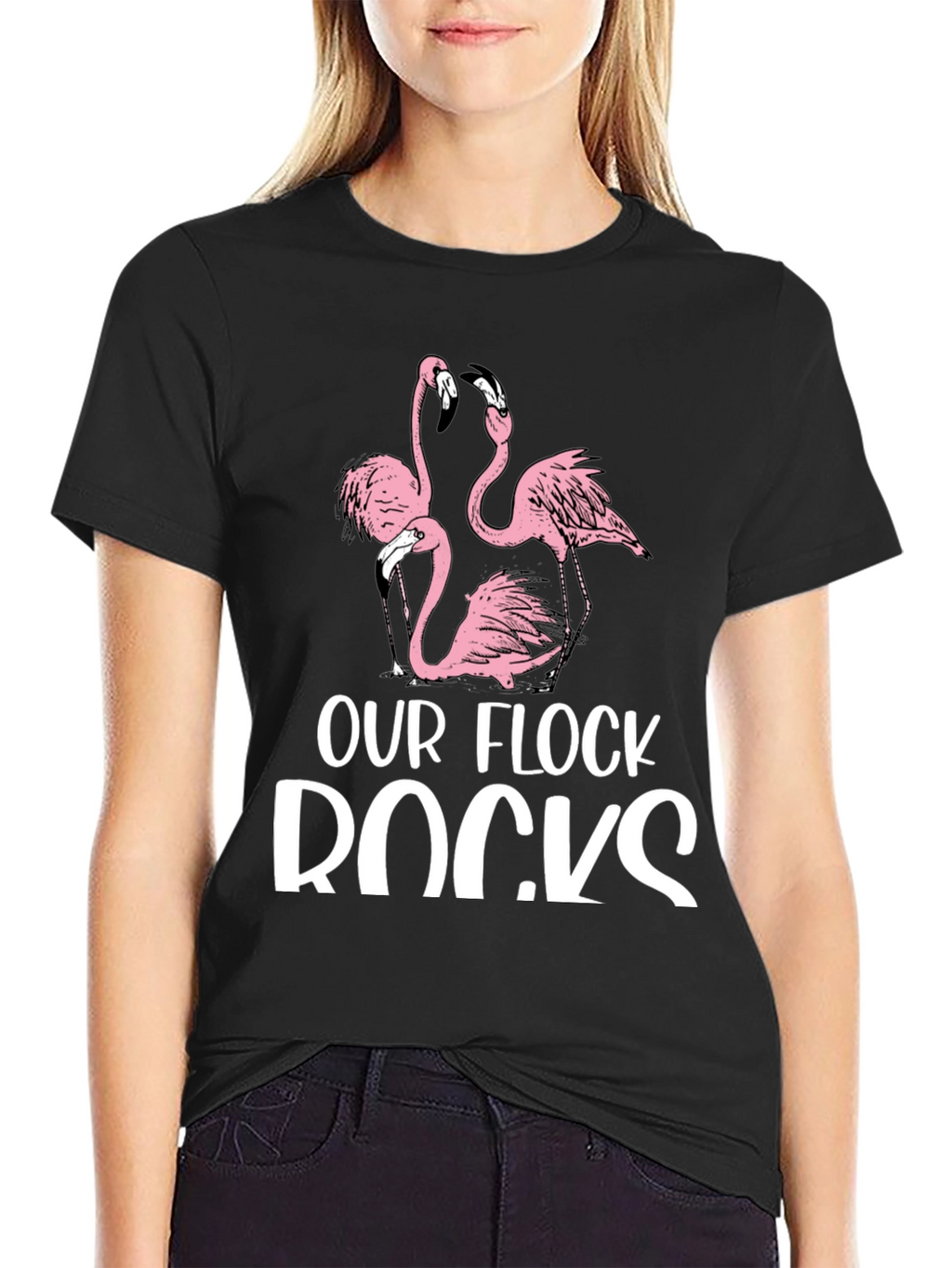 Our Flock Rocks Flamingo Graphic T-Shirt