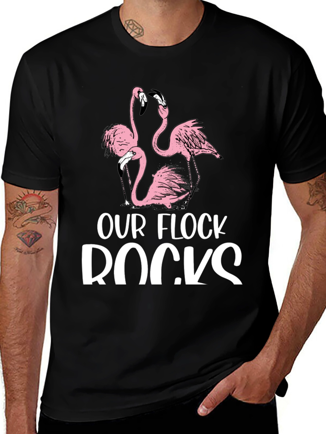 Our Flock Rocks Flamingo Graphic T-Shirt