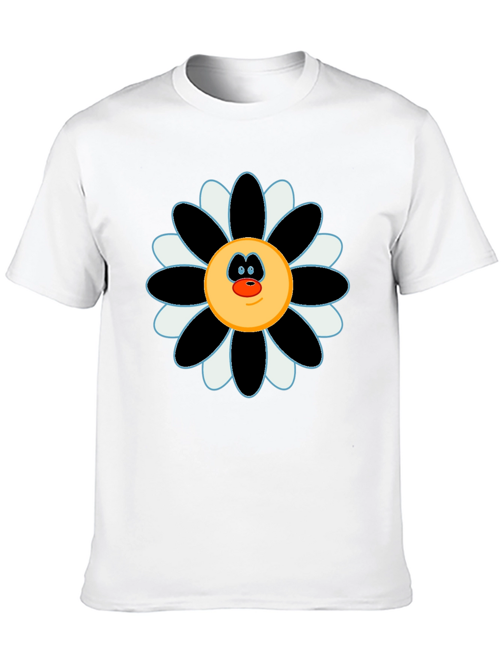 Fun Flower Face Graphic Tee - Black