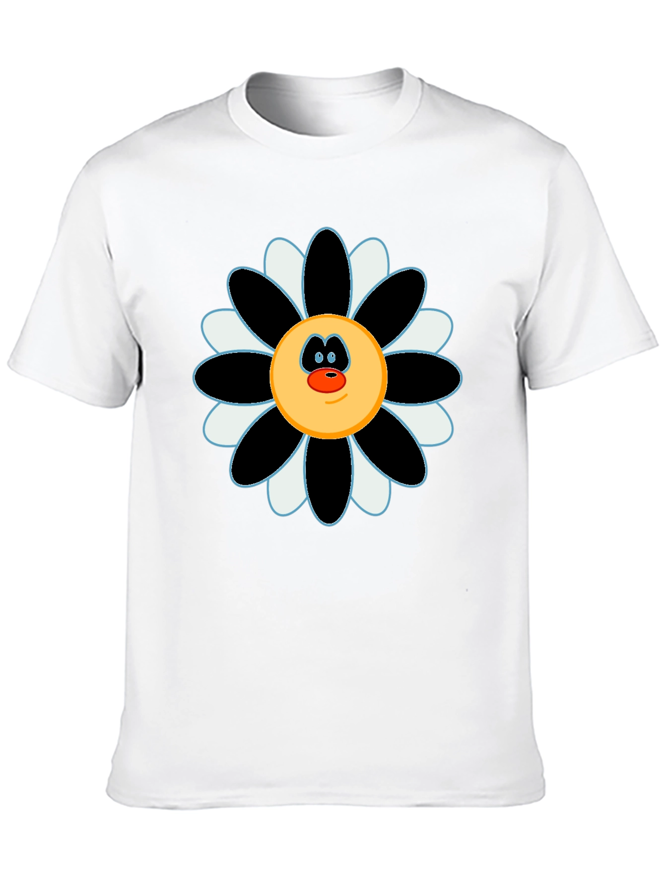 Fun Flower Face Graphic Tee - Black