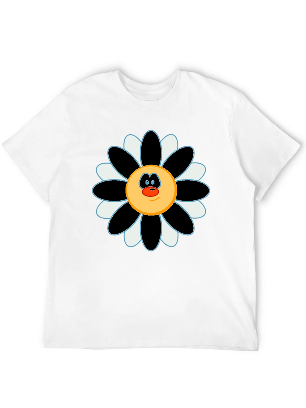 Fun Flower Face Graphic Tee - Black