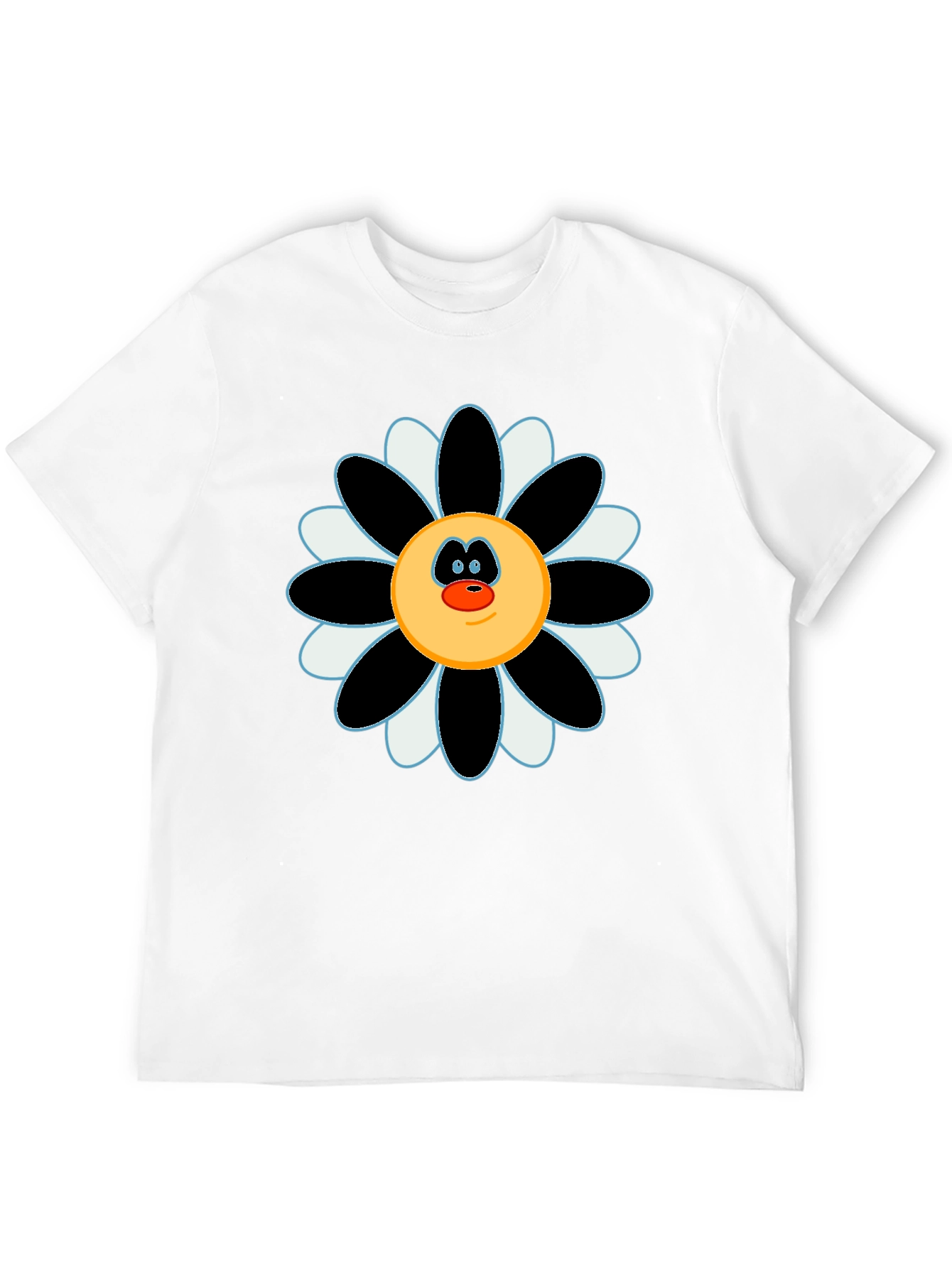 Fun Flower Face Graphic Tee - Black