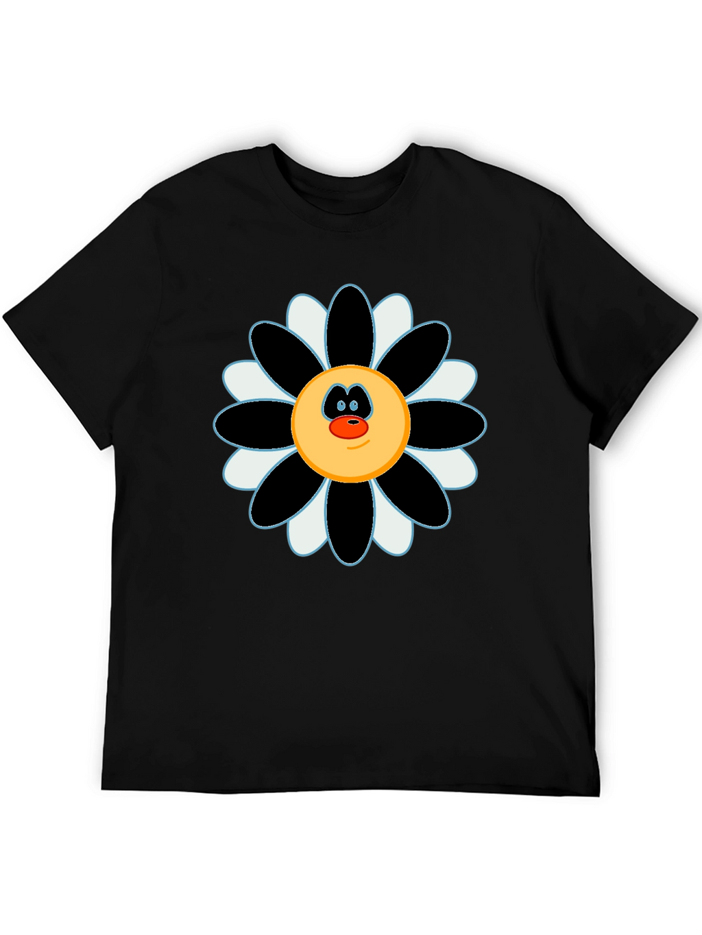 Fun Flower Face Graphic Tee - Black
