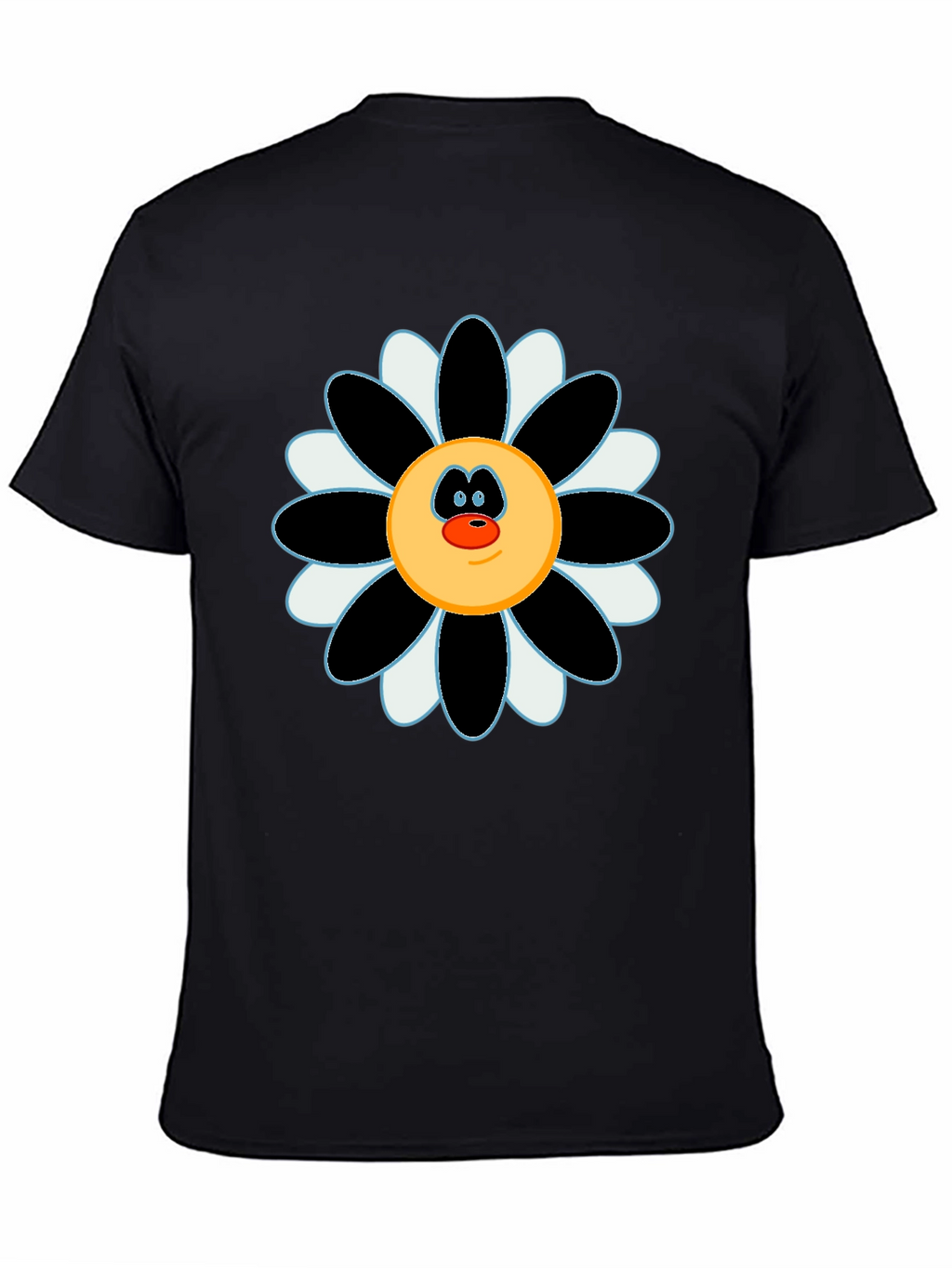 Fun Flower Face Graphic Tee - Black