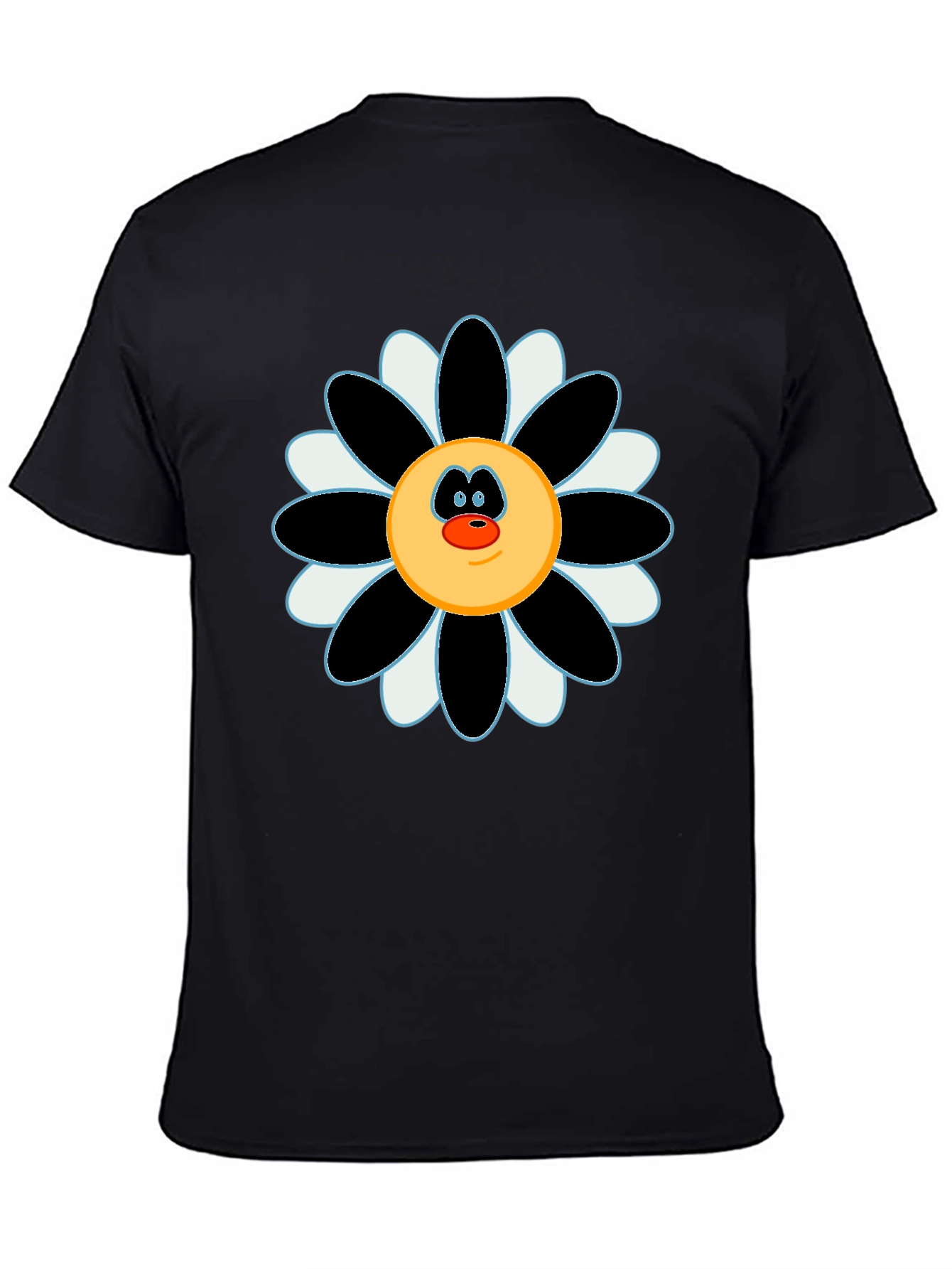 Fun Flower Face Graphic Tee - Black