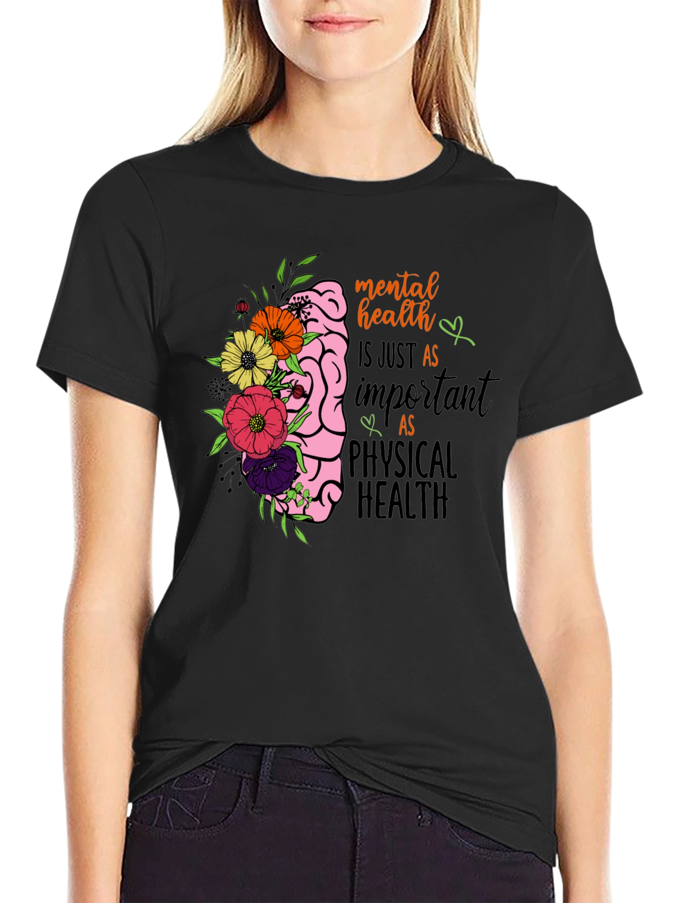 Mental Health Brain Floral Graphic Tee