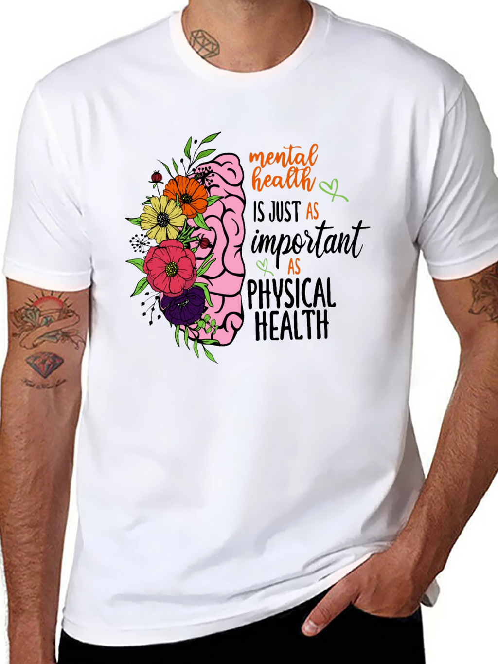 Mental Health Brain Floral Graphic Tee