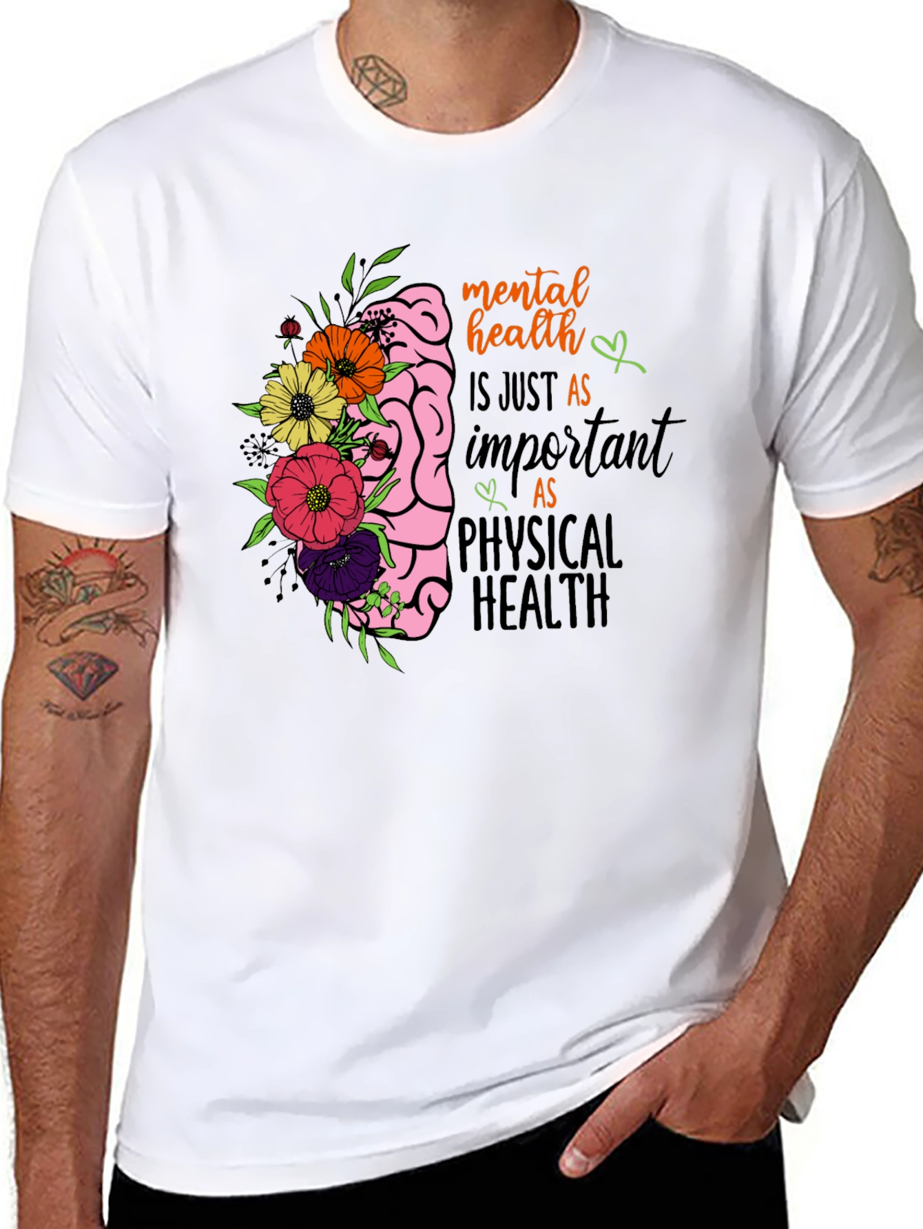 Mental Health Brain Floral Graphic Tee