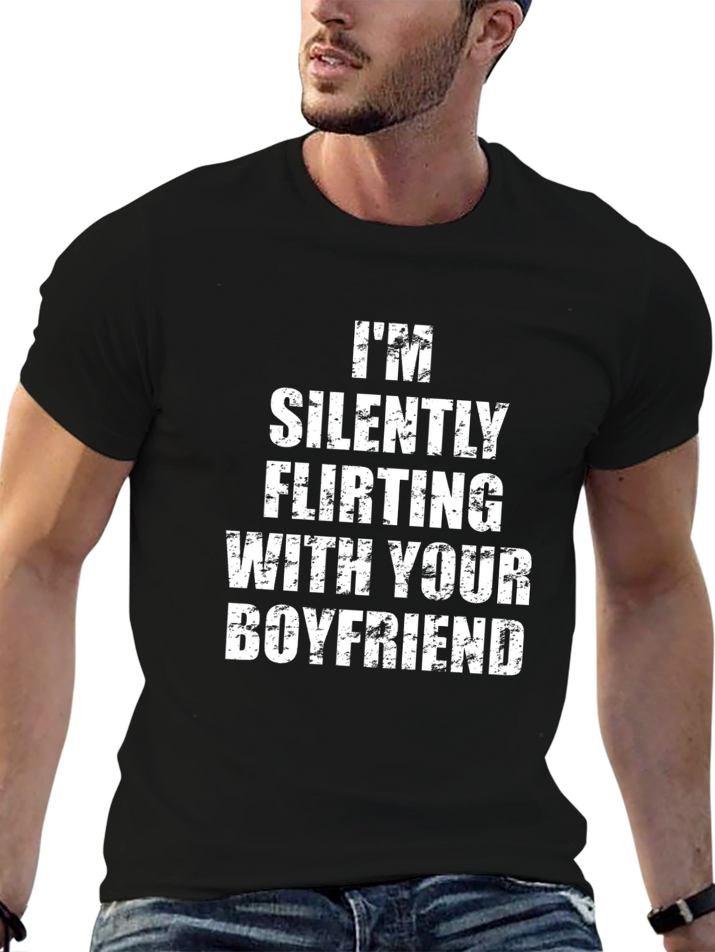 Flirty Boyfriend Tee - Black Graphic T-Shirt