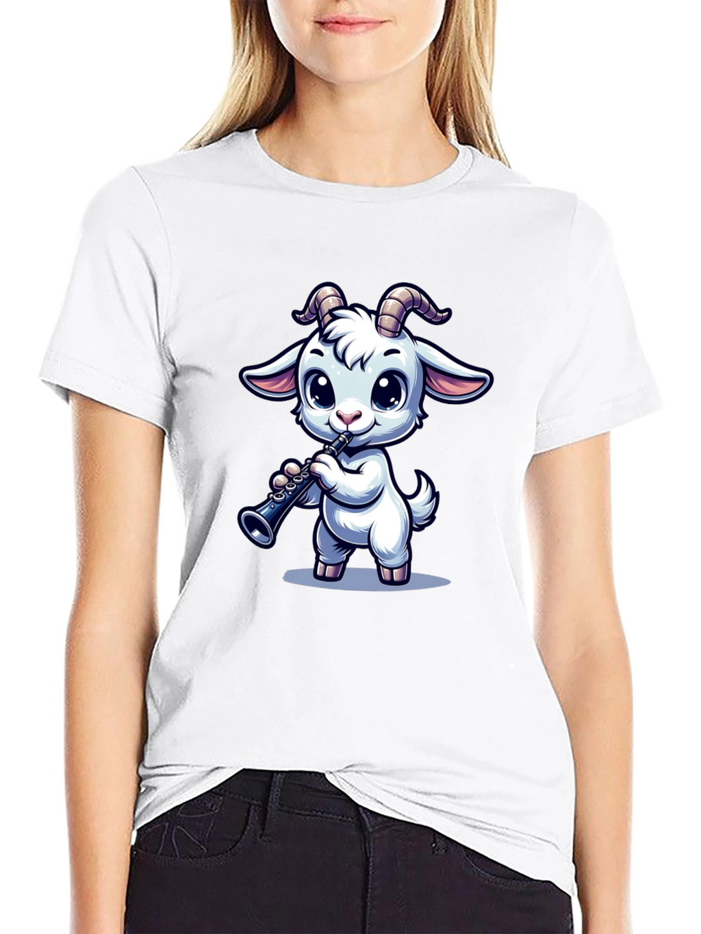 Goat Clarinet Cartoon T-Shirt