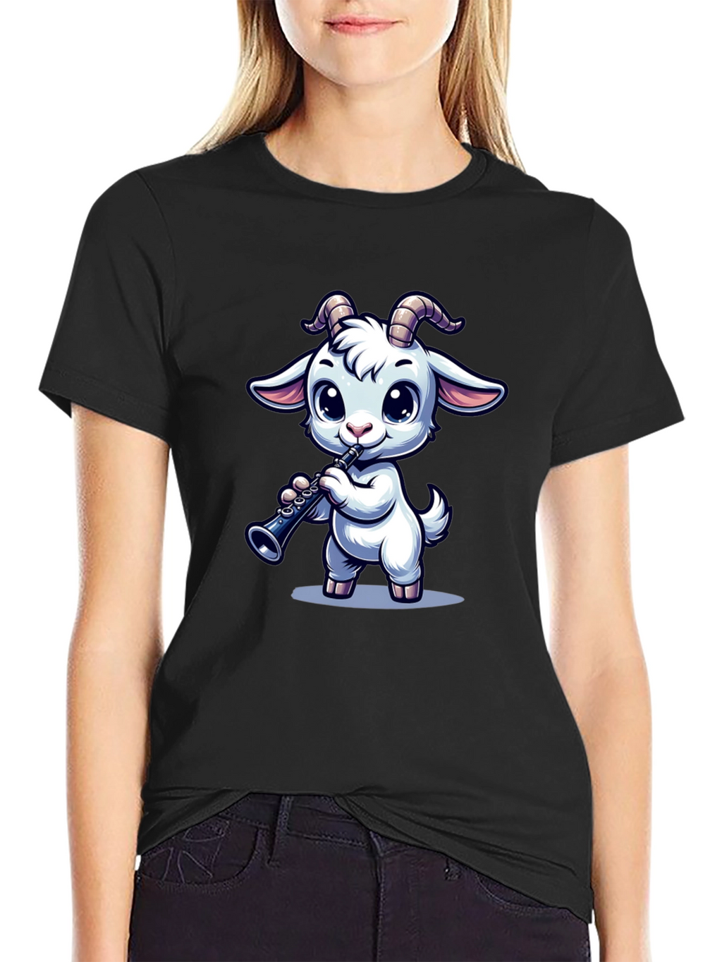 Goat Clarinet Cartoon T-Shirt