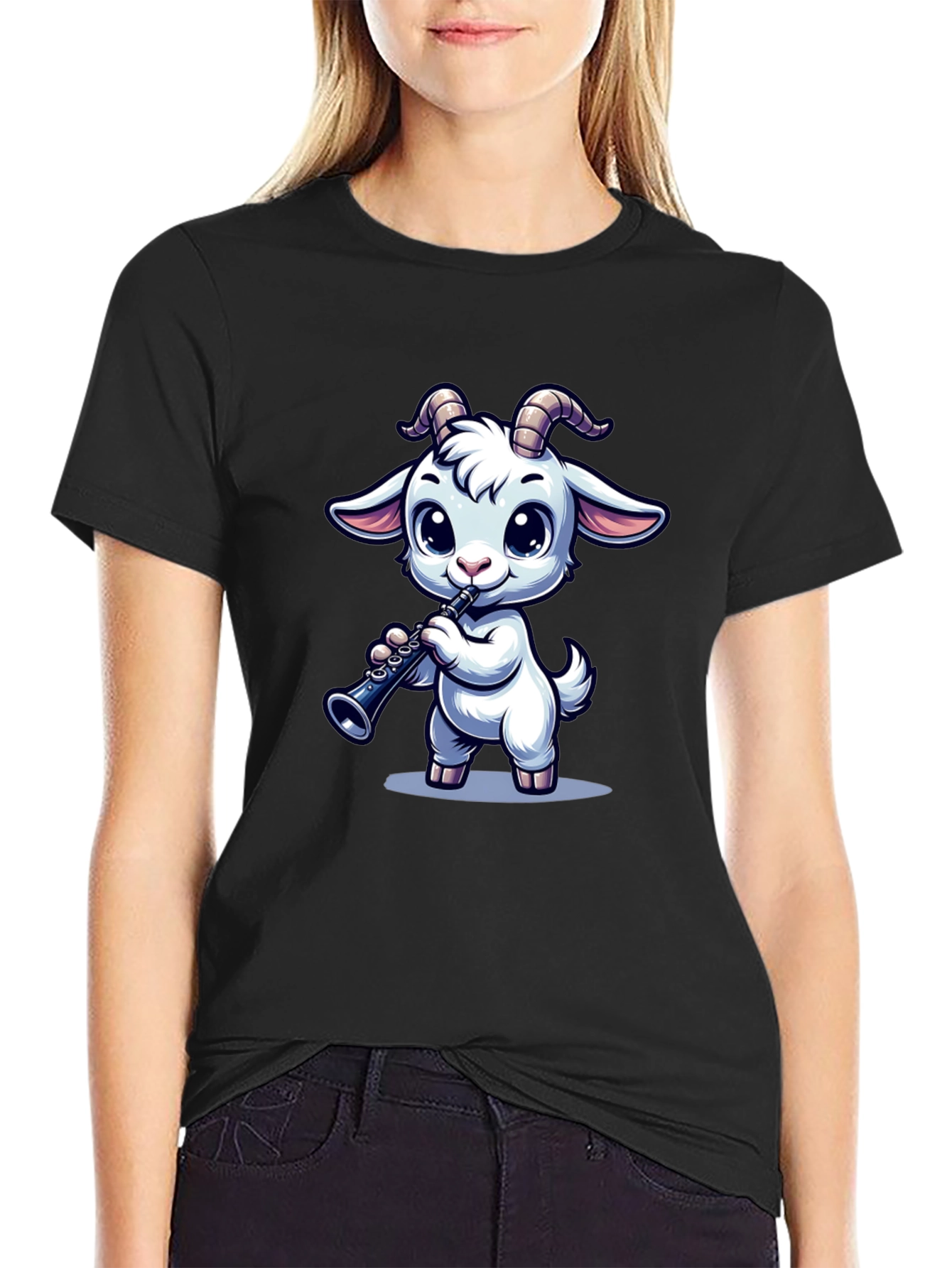 Goat Clarinet Cartoon T-Shirt